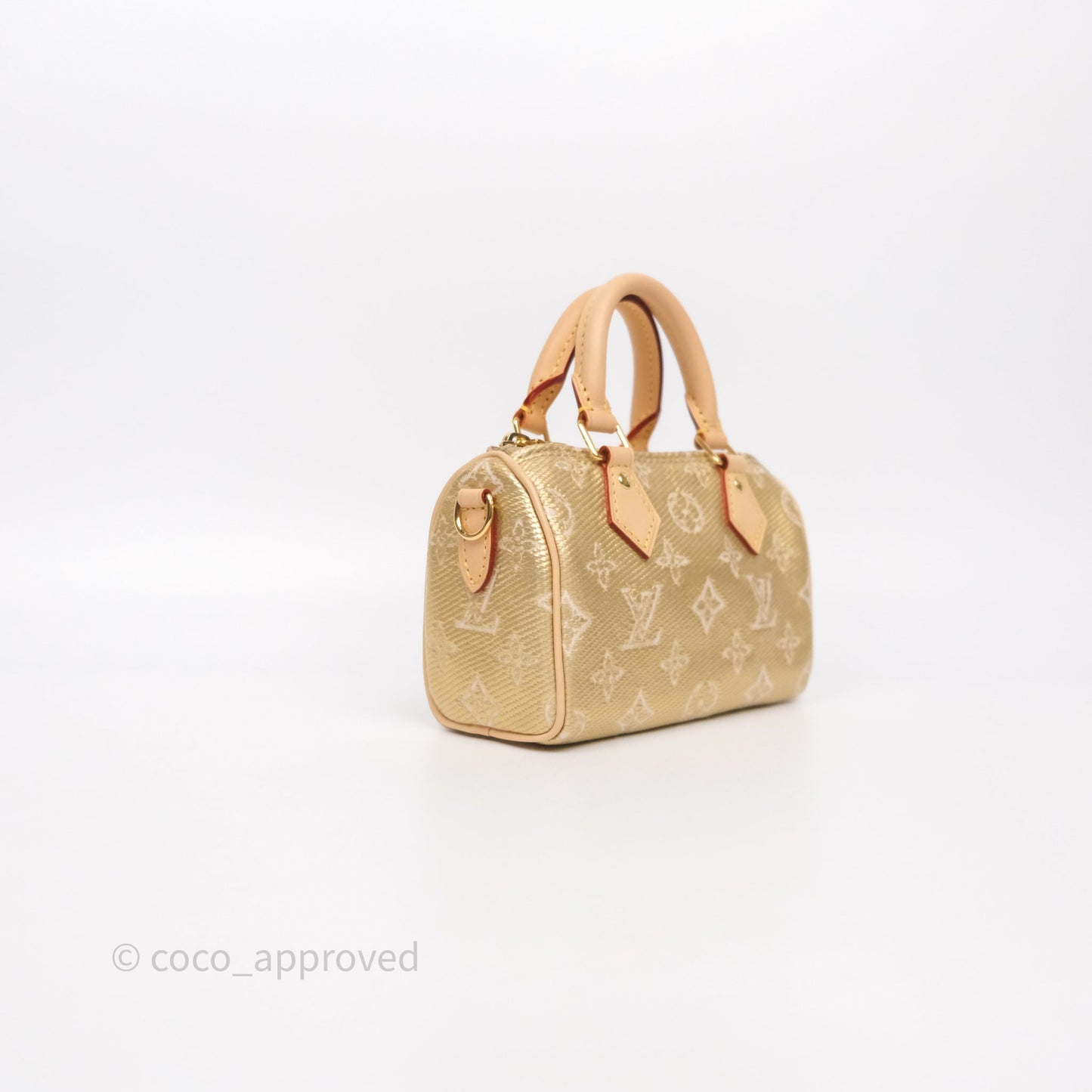 Louis Vuitton Nano Speedy Monogram Gold Jacquard Fabric
