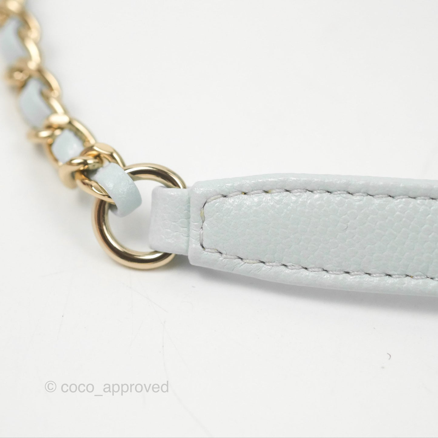 Chanel Small Coco Handle Quilted Light Baby Blue Caviar Gold Hardware