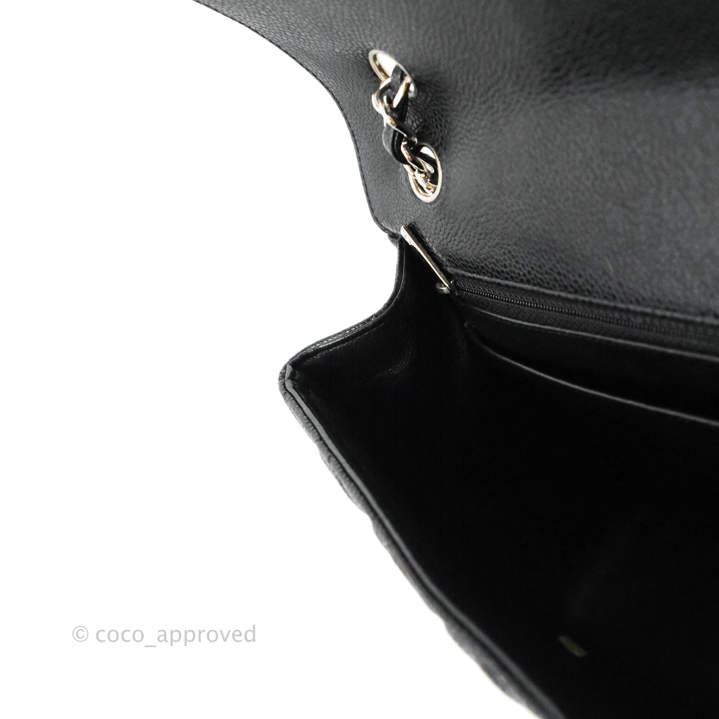 Chanel Single Flap Maxi Caviar Black Silver Hardware