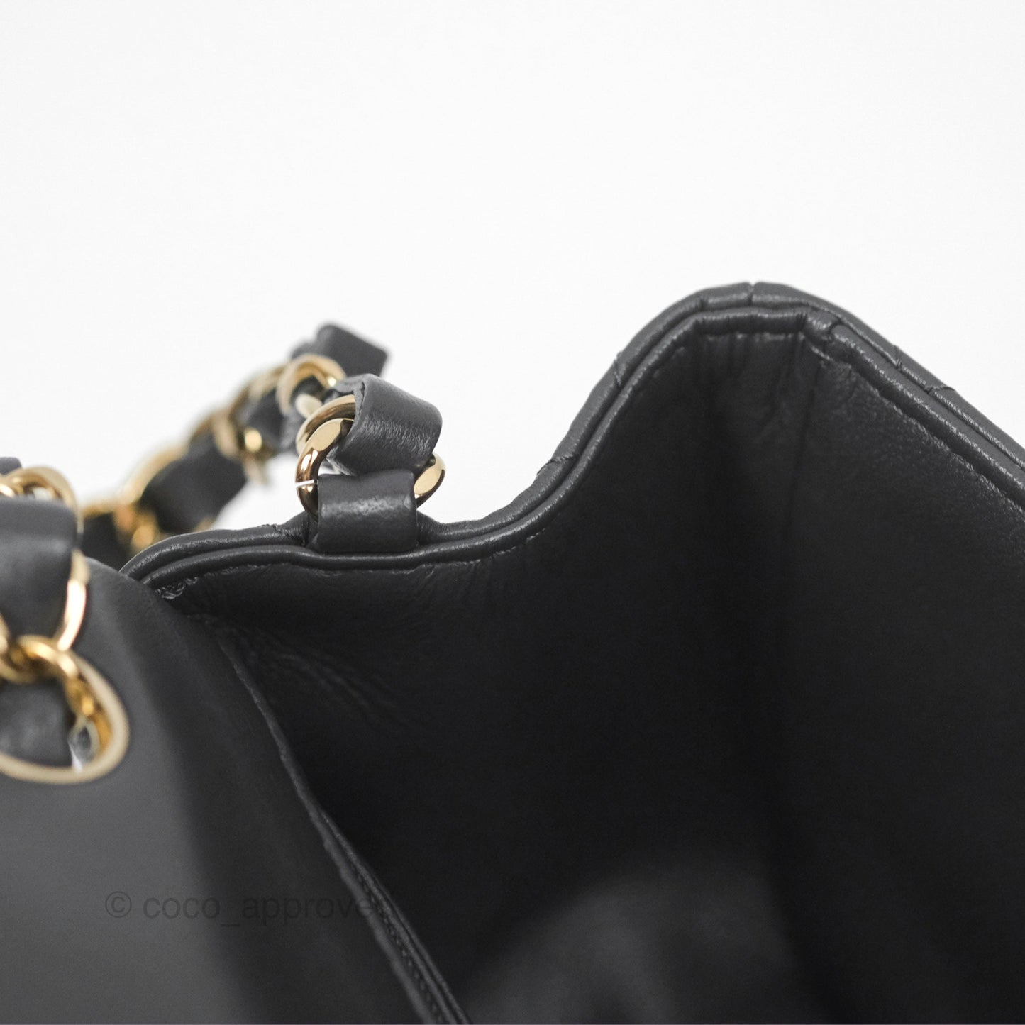Chanel Mini Square Quilted Grey Lambskin Gold Hardware