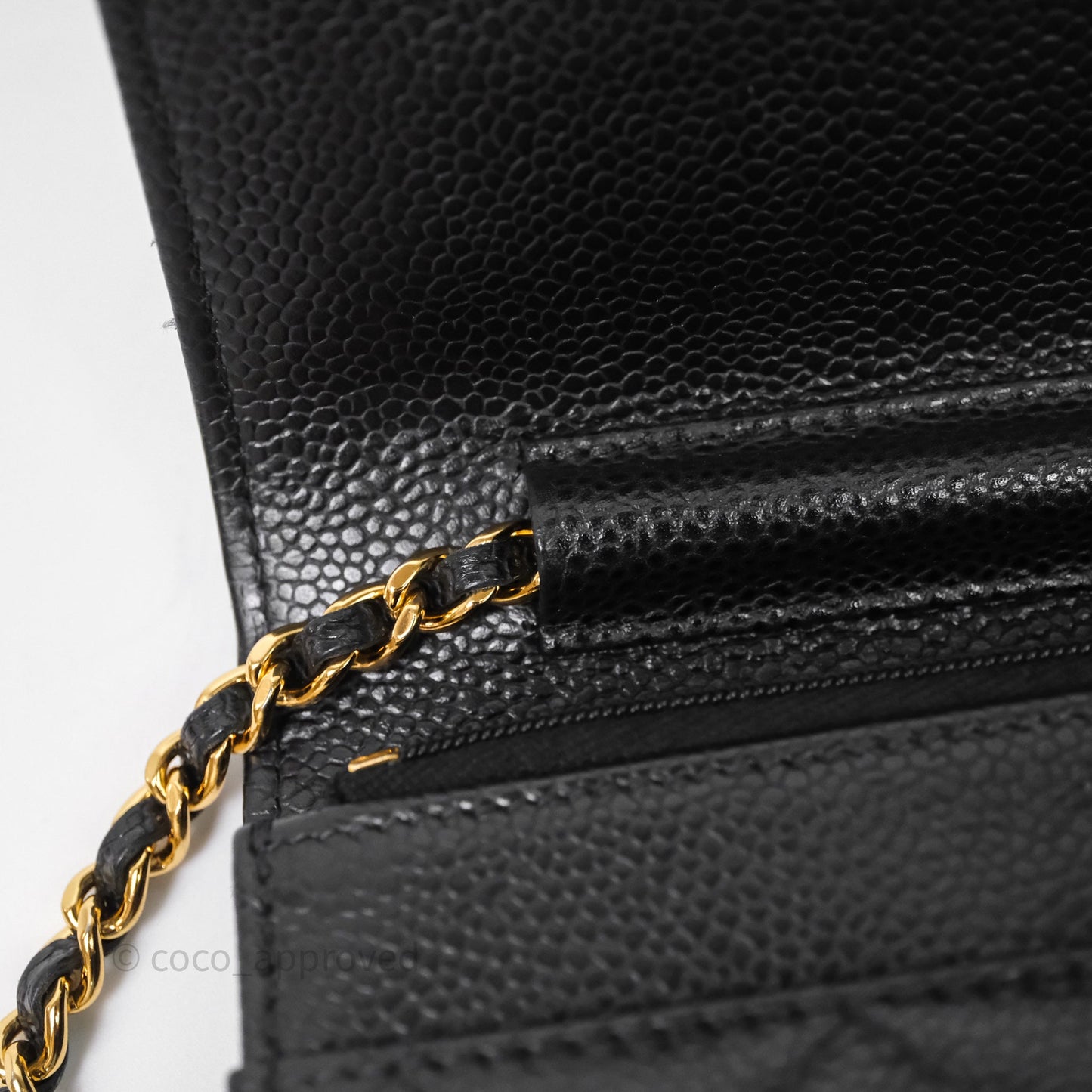 Chanel Quilted WOC Black Caviar Gold Hardware