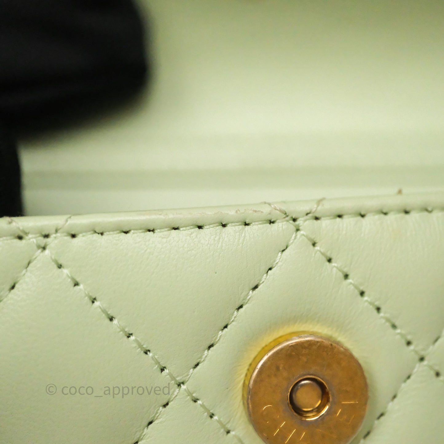 Chanel Pearl Crush Mini Clutch Belt Bag Green Lambskin Aged Gold Hardware