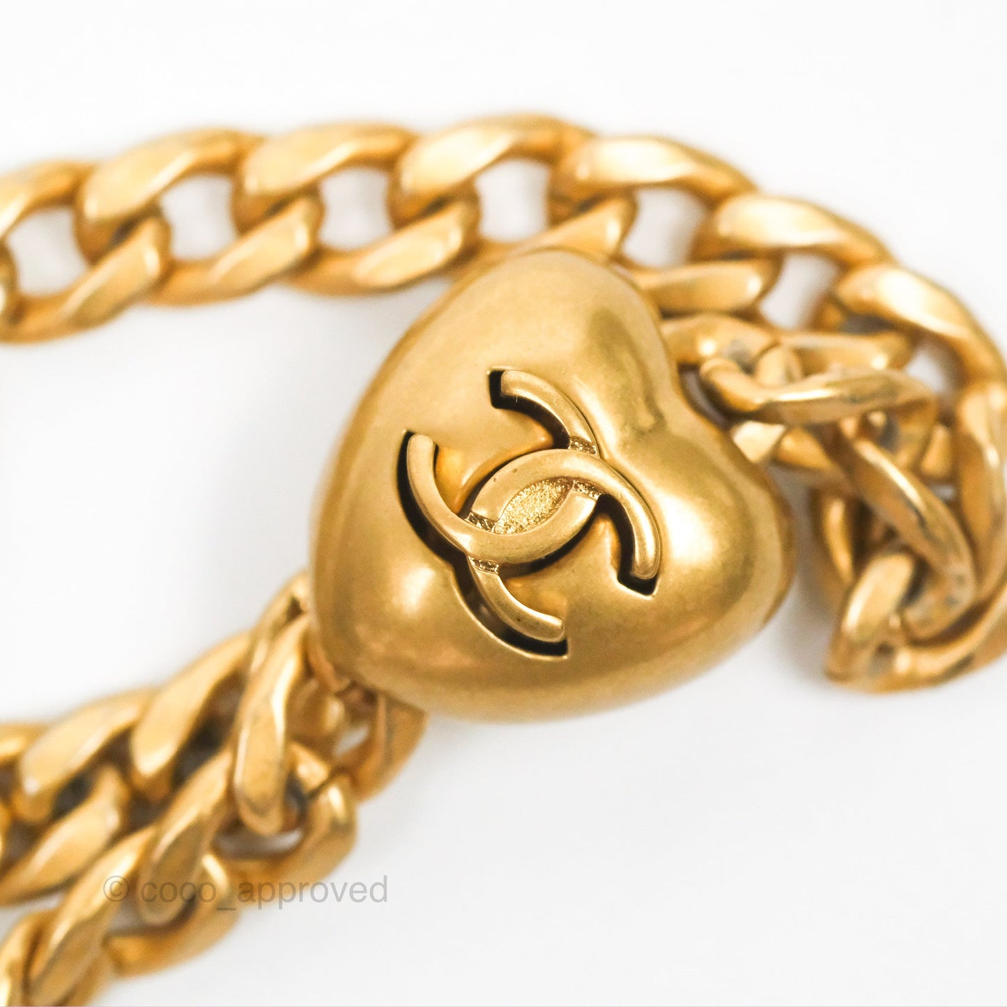 Chanel Mini Flap Bag Heart Adjustable Chain Black Caviar Aged Gold Hardware