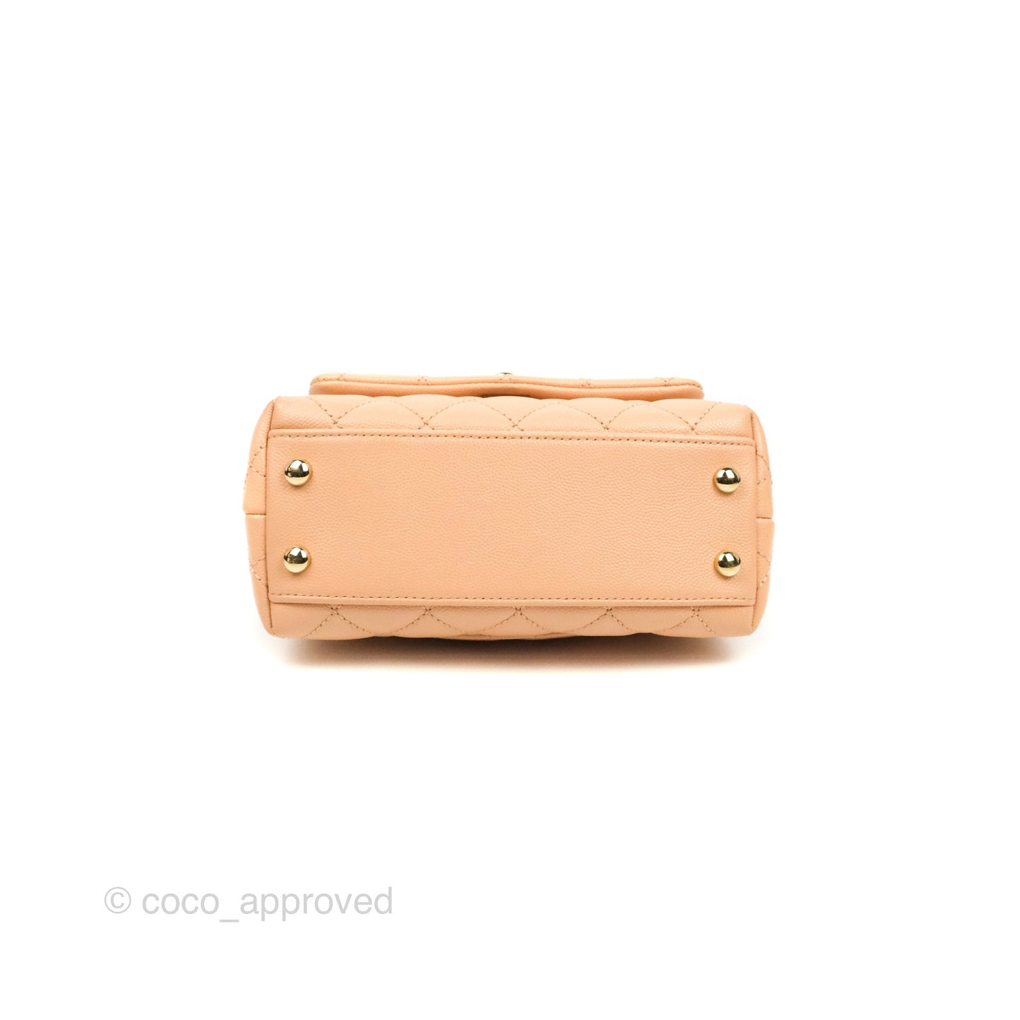 Chanel Mini Coco Handle Quilted Beige Pink Caviar Gold Hardware