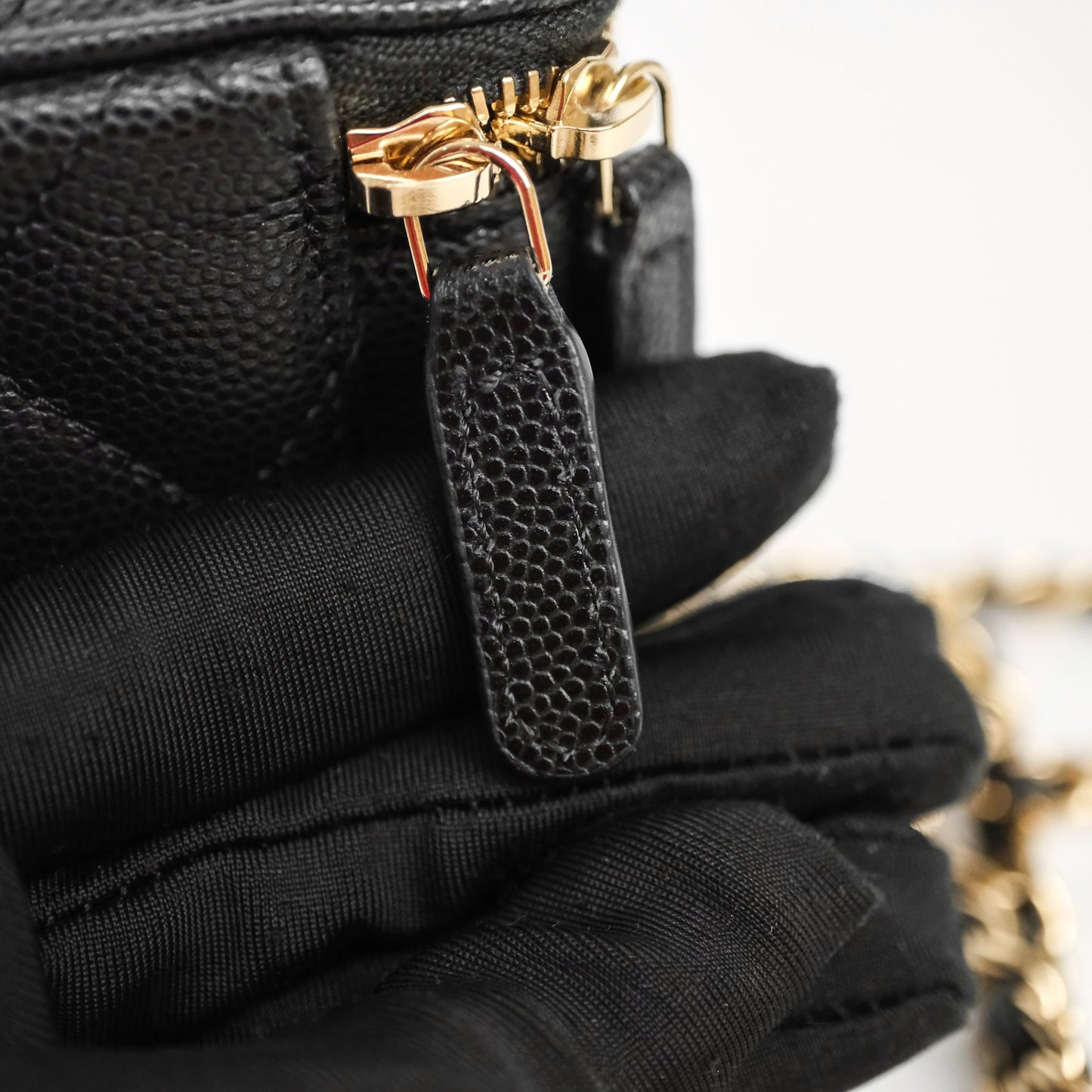 Chanel Mini Vanity With Chain Black Caviar Gold Hardware