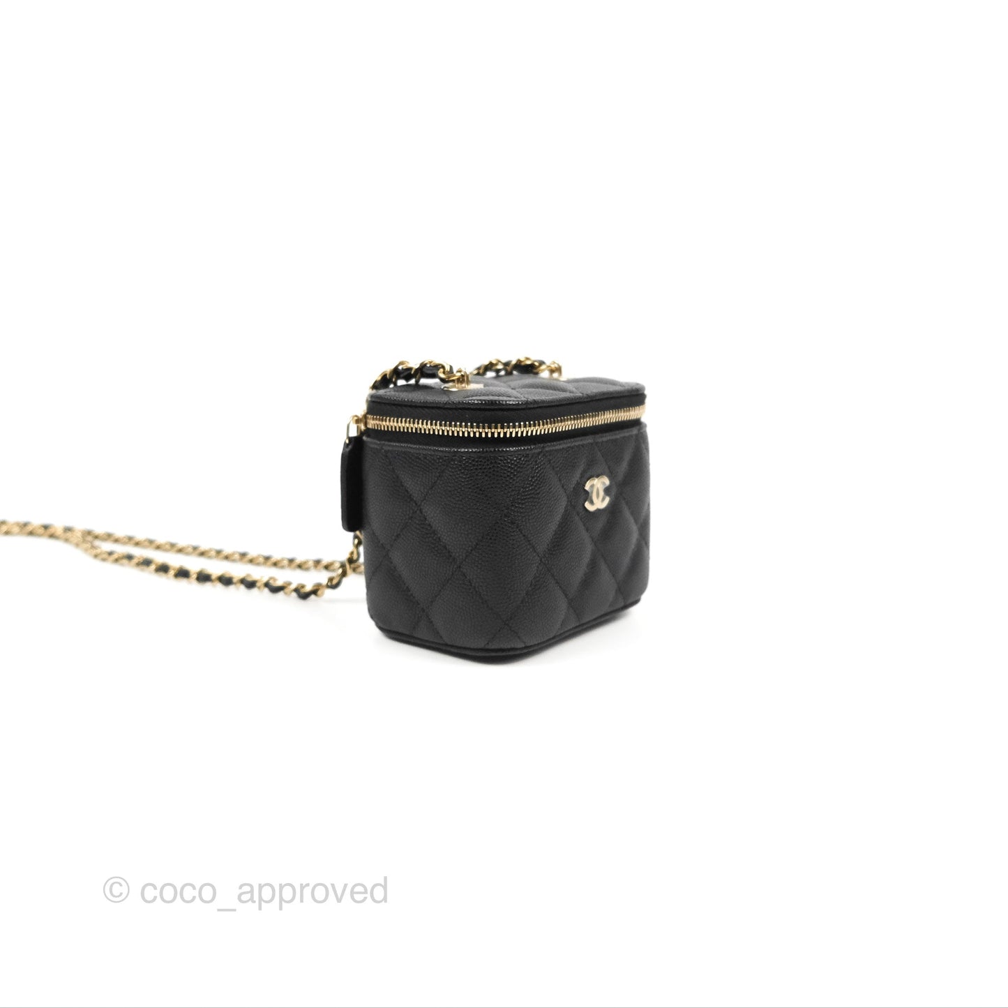 Chanel Mini Vanity With Chain Black Caviar Gold Hardware