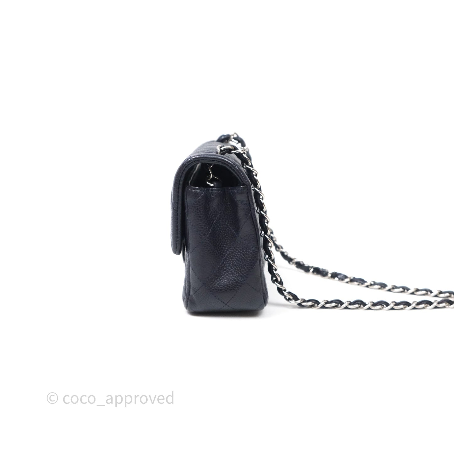 Chanel Mini Rectangular Quilted Dark Navy Caviar Silver Hardware