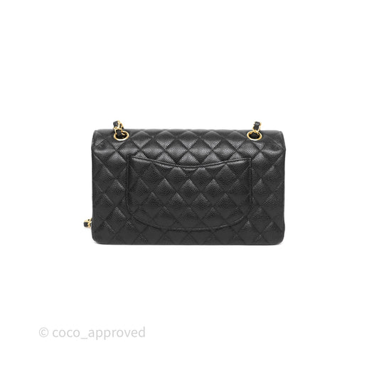 Chanel Classic M/L Medium Flap Quilted Black Caviar Gold Hardware