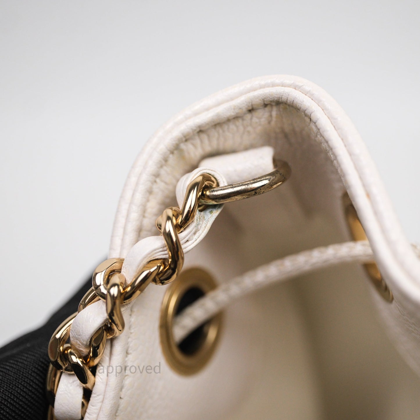 Chanel Business Affinity Drawstring Bucket Bag White Caviar Gold Hardware