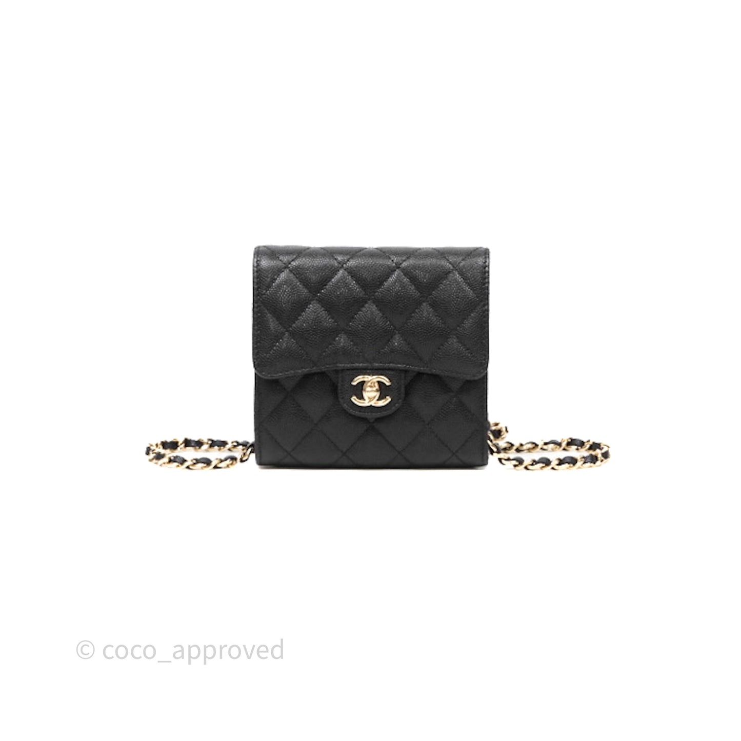 Chanel Quilted Mini Wallet on Chain WOC Black Caviar Gold Hardware