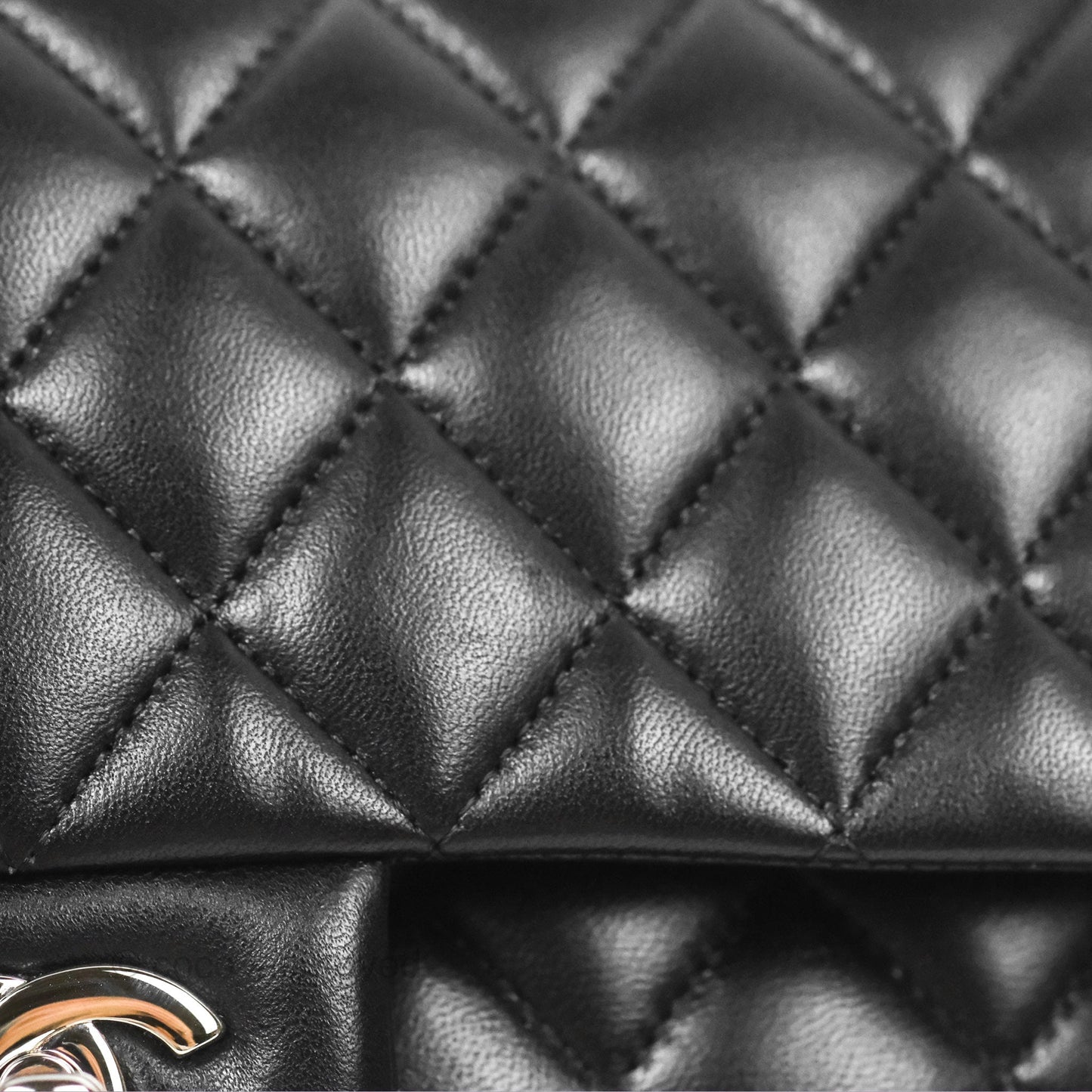 Chanel Classic M/L Medium Flap Quilted Black Lambskin Silver Hardware