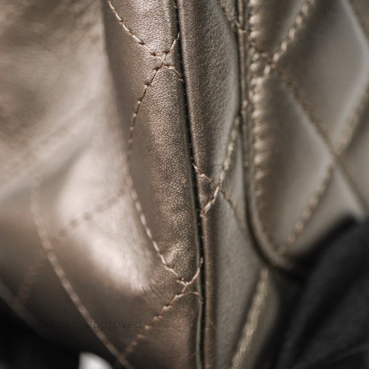 Chanel Mini Square Metallic Dark Grey Lambskin Dark Silver Hardware