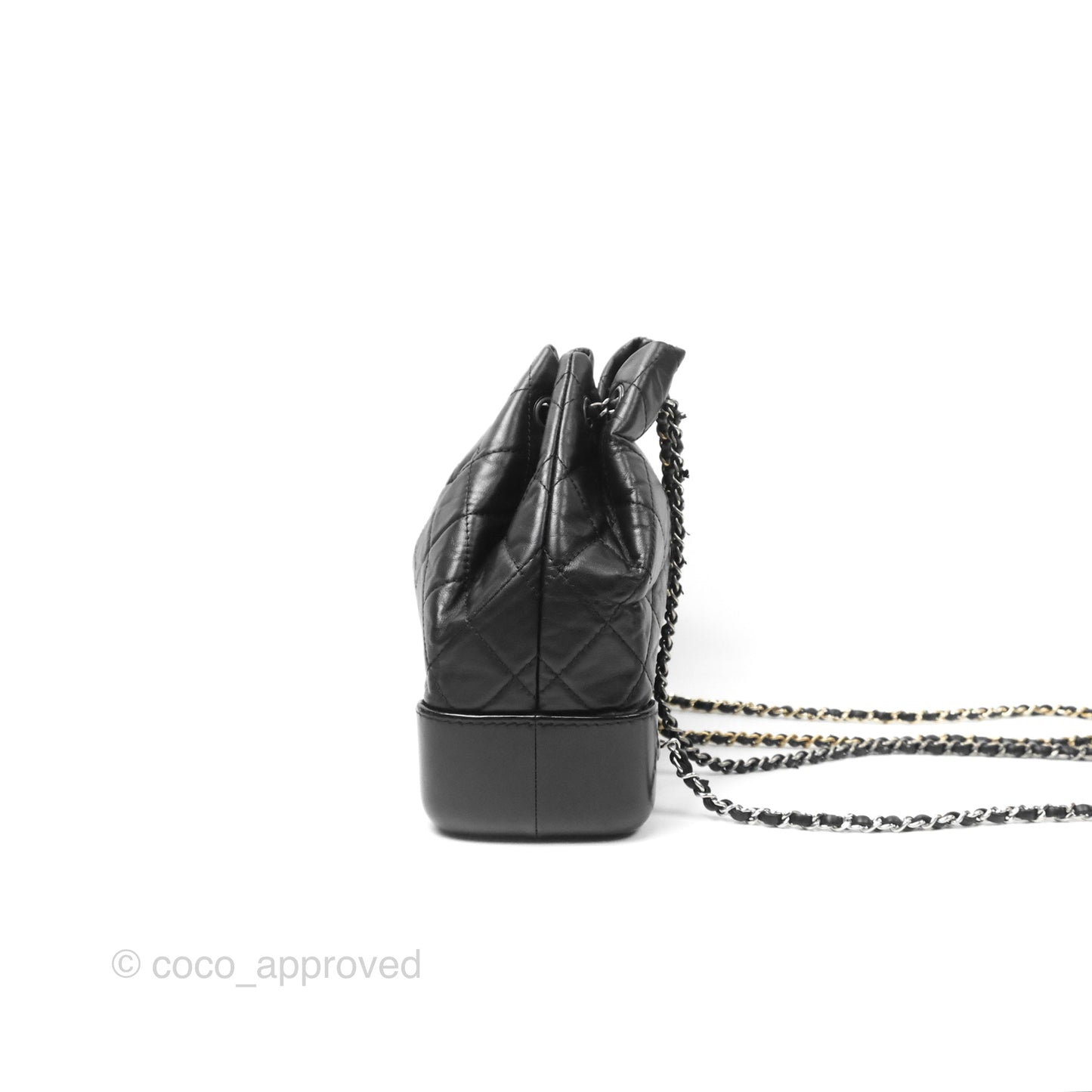 Chanel Small Gabrielle Backpack Quilted Black Aged Calfskin