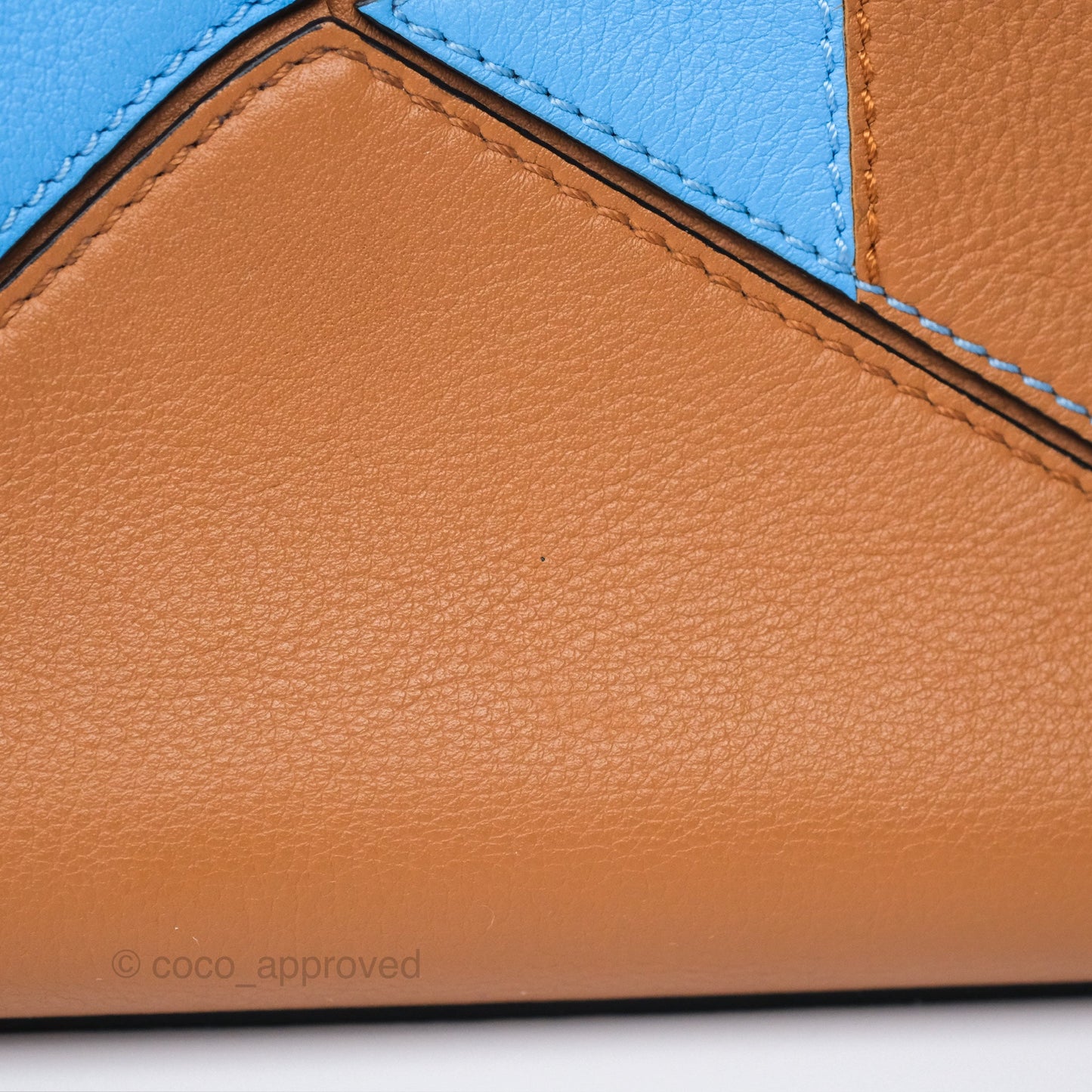 Loewe Small Rugby Puzzle Blue Tan Calfskin