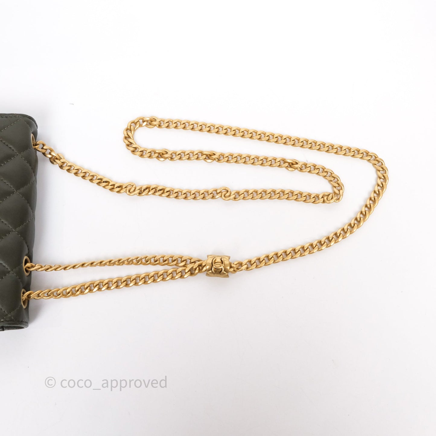 Chanel All Slide Adjustable Chain Phone Holder WOC Olive Green Lambskin