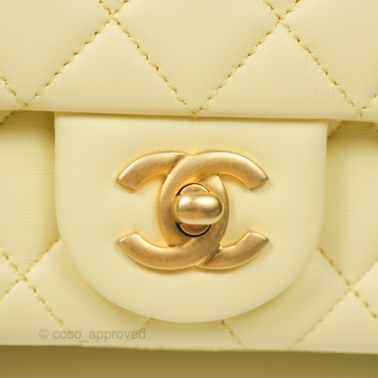 Chanel Mini Rectangular Flap with Camellia Adjustable Chain Yellow Lambskin Aged Gold Hardware 23S