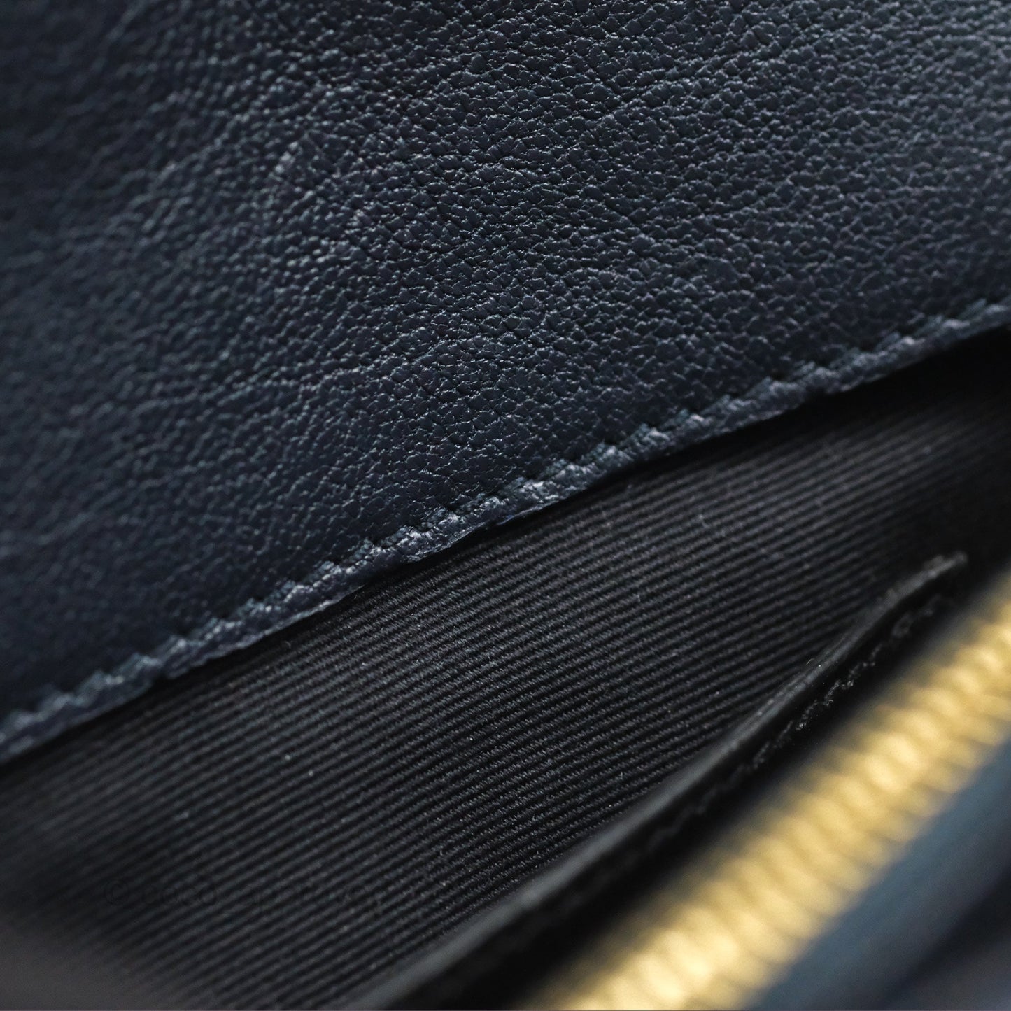 Saint Laurent Chevron Medium College Navy Chain Bag Gold Hardware