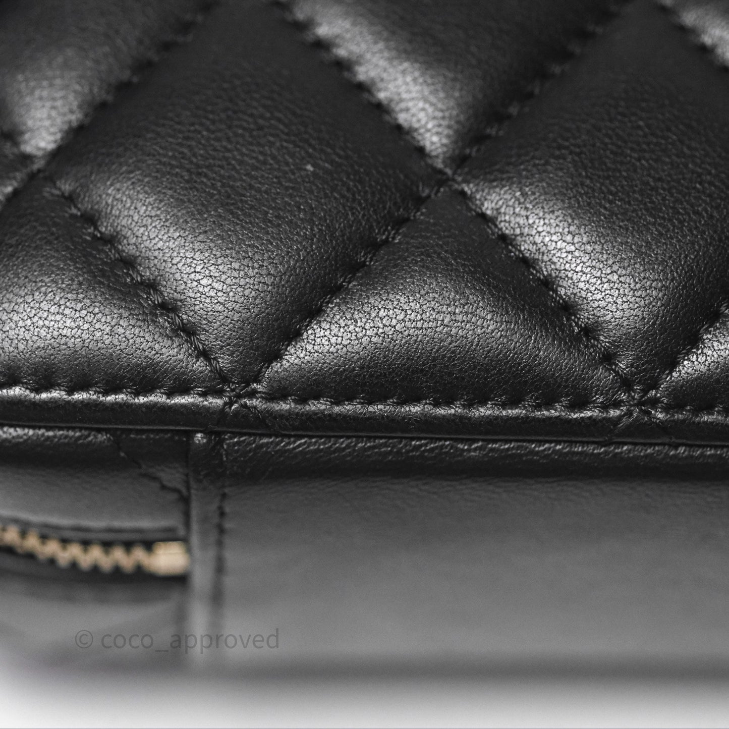 Chanel Top Handle Vanity Case Black Lambskin Aged Gold Hardware 22A