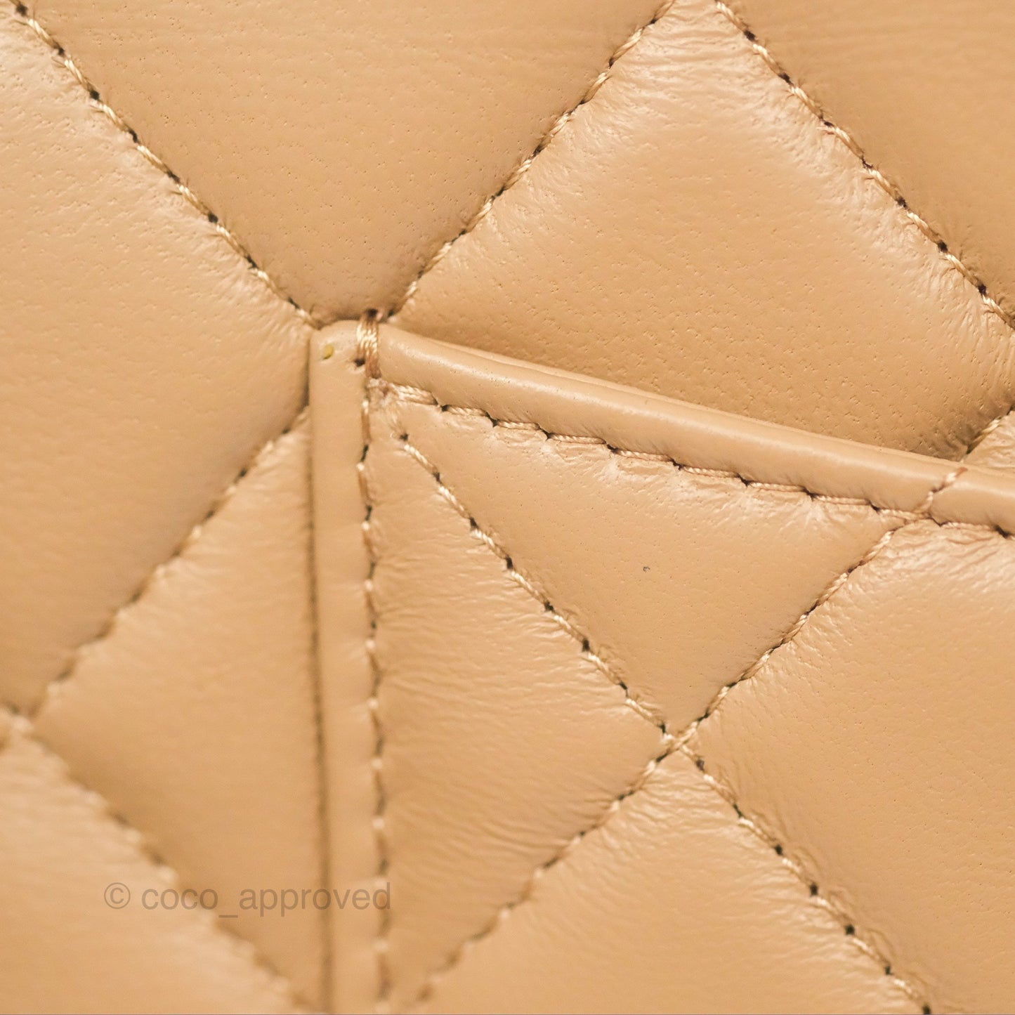 Chanel Quilted Pearl Crush Wallet on Chain WOC Beige Lambskin Aged Gold Hardware