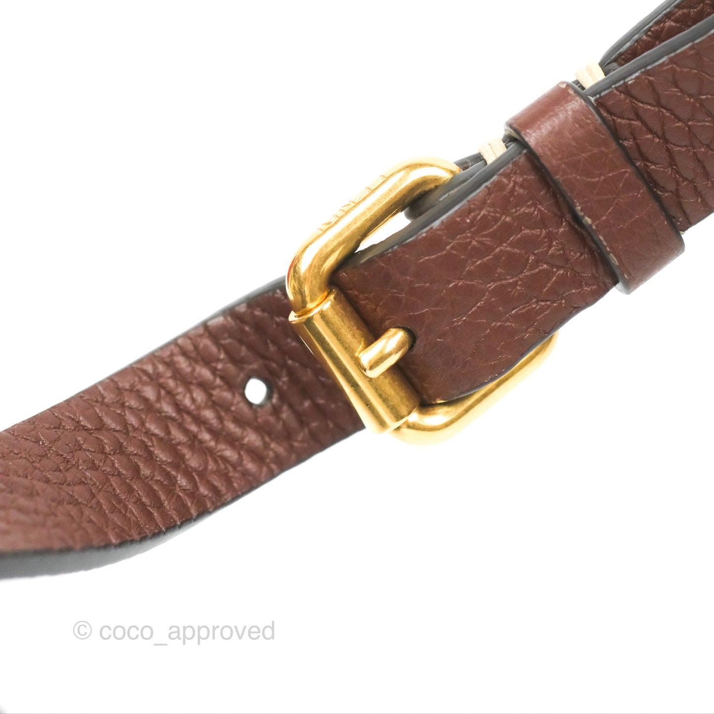Fendi Peekaboo Iseeu Contrast Stitch Brick Brown Grained Leather Gold Hardware