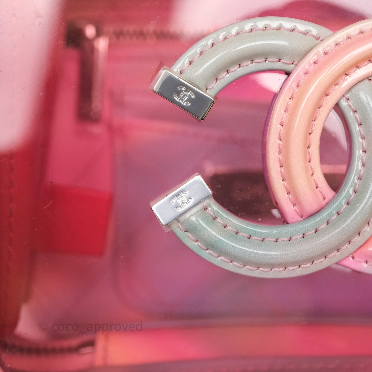Chanel Filigree Pink Vanity Case PVC Silver Hardware