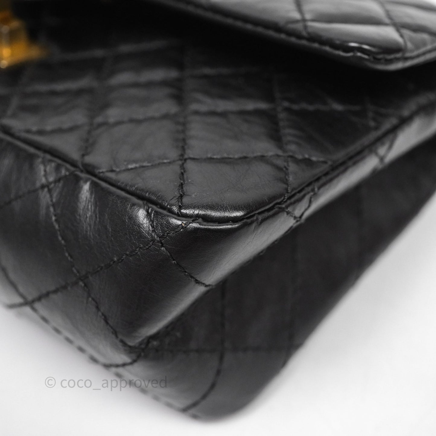 Chanel Reissue 225 Quilted Black Calfskin Aged Gold Hardware