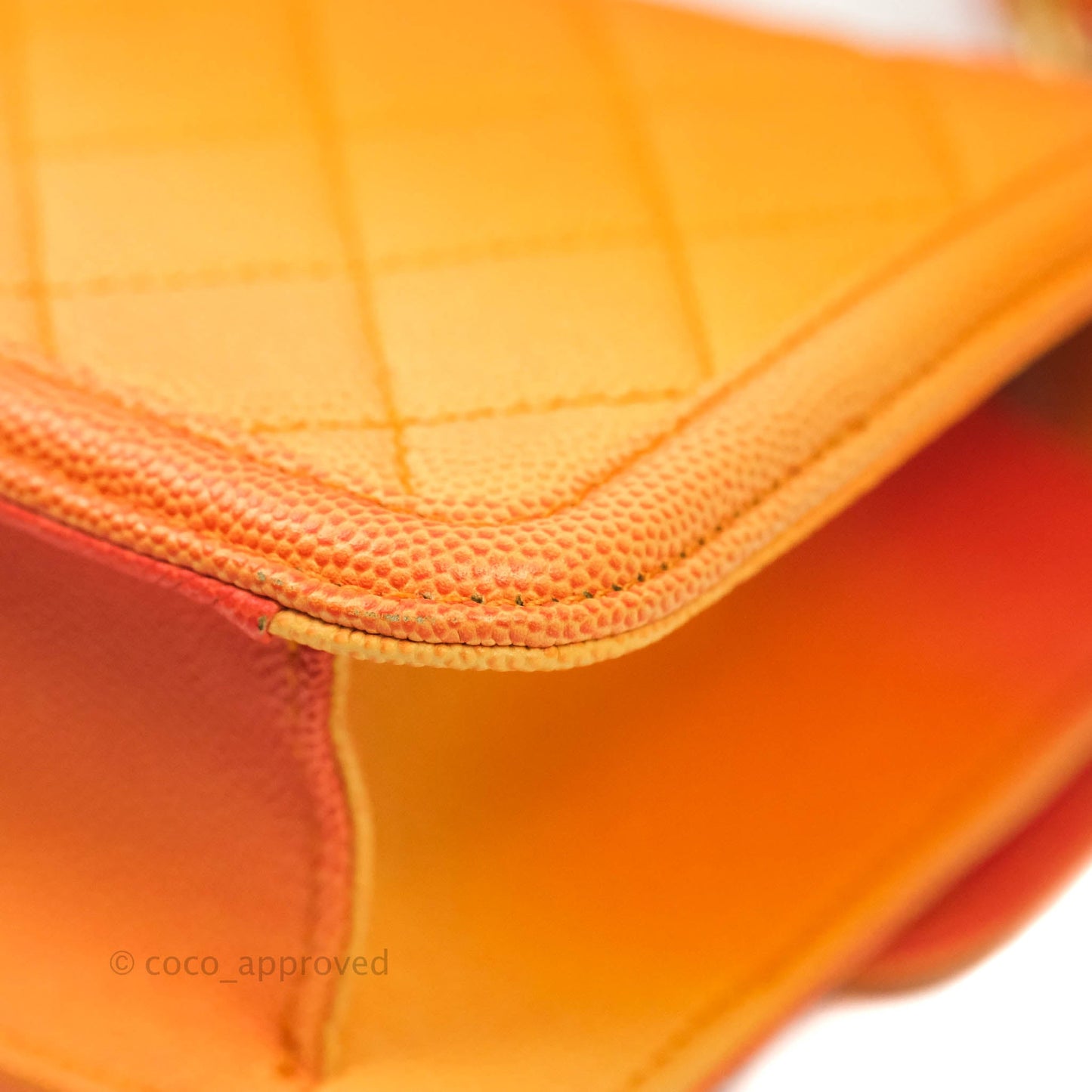 Chanel Quilted Sunset On The Sea Orange Flap Bag Caviar Aged Gold Hardware