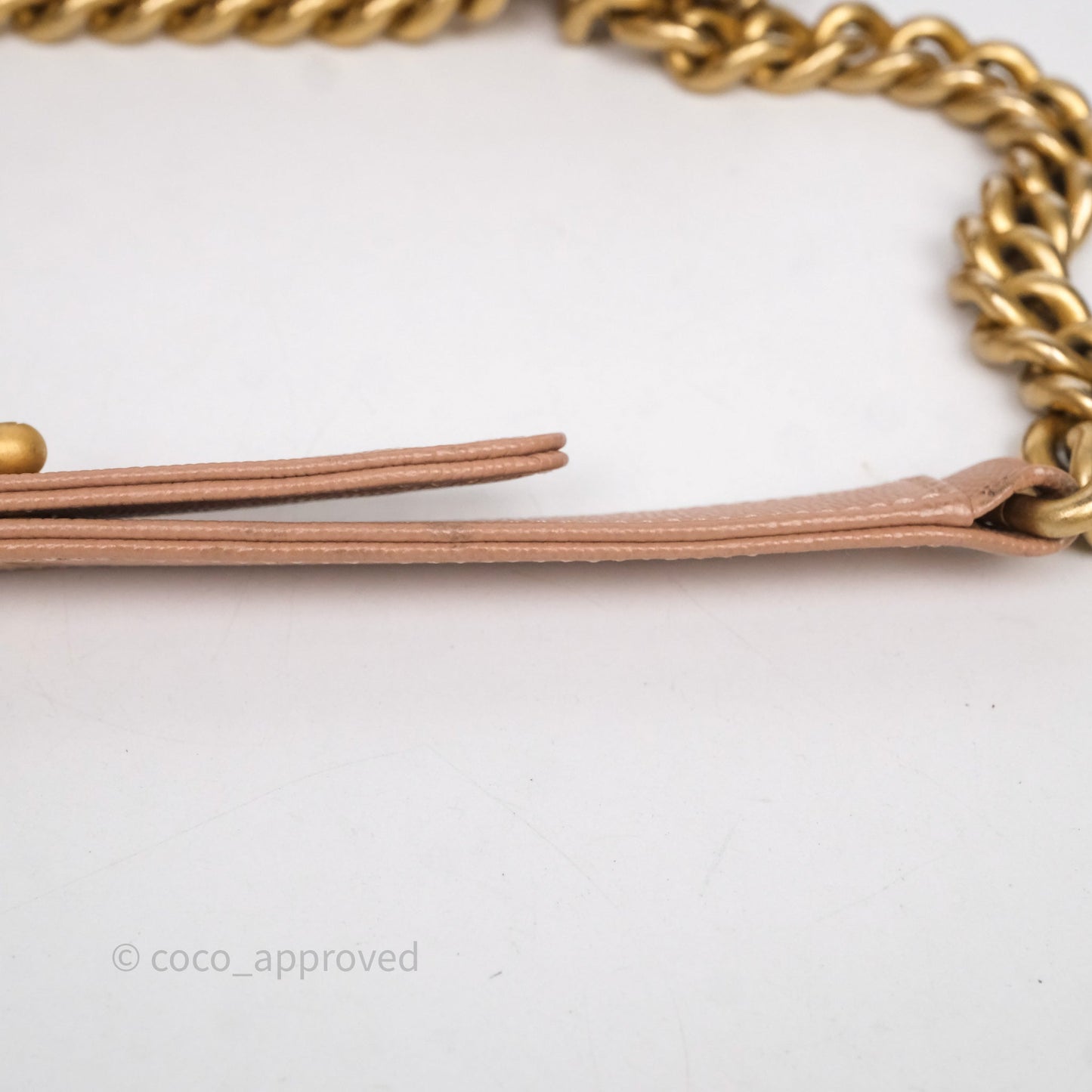 Chanel Small Boy Caviar Beige Pink Bag Aged Gold Hardware