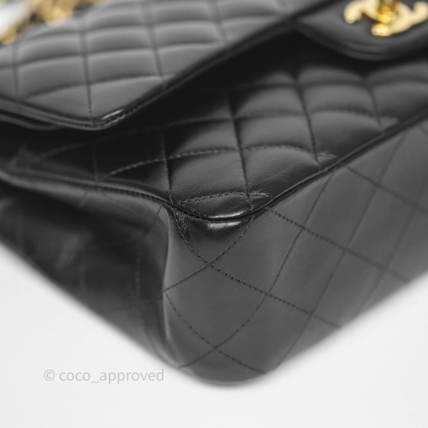 Chanel Classic M/L Medium Flap Quilted Black Lambskin Gold Hardware