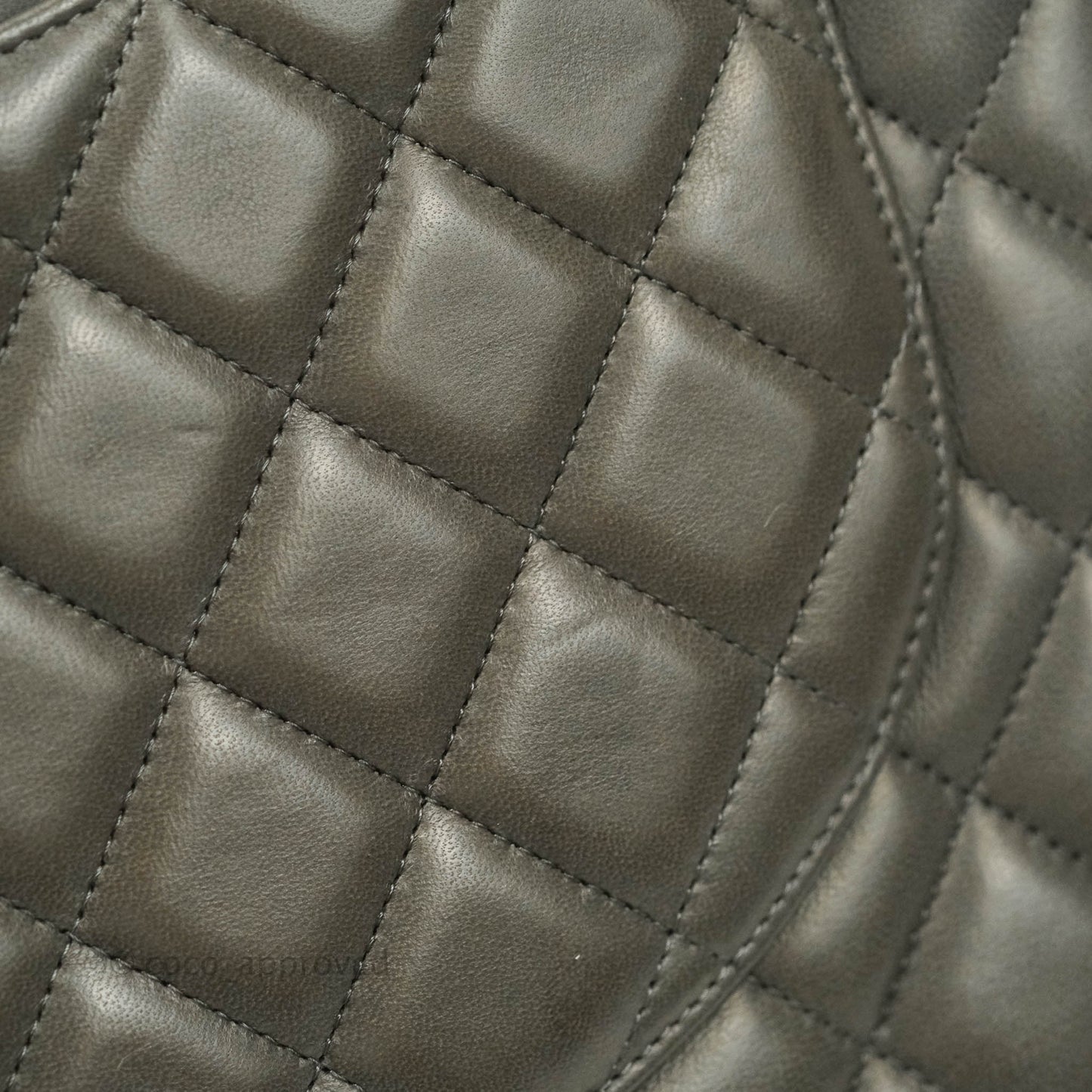 Chanel Classic Single Flap Maxi Grey Lambskin Gun Metal Hardware