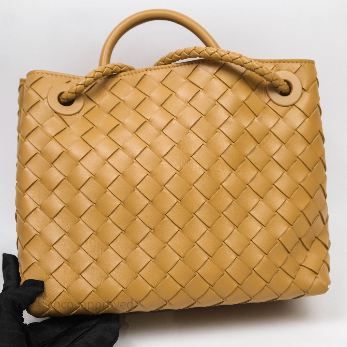 Bottega Veneta Small Andiamo Bag Dark Praline Intrecciato Lambskin