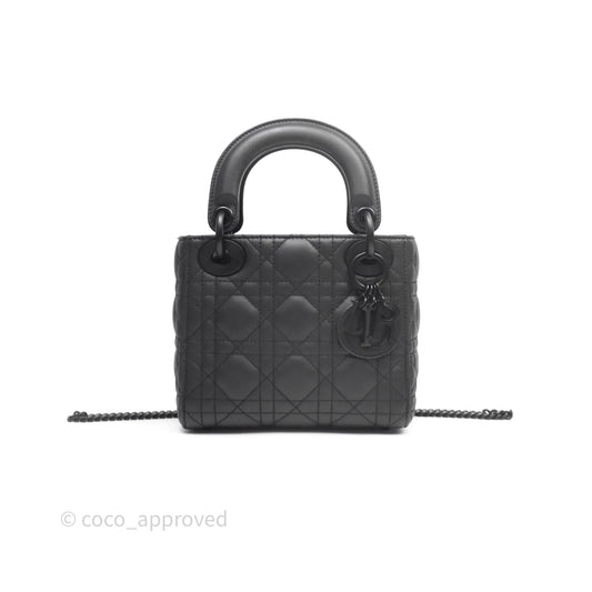 Dior Mini Lady Dior Ultra Matte Black Cannage Calfskin