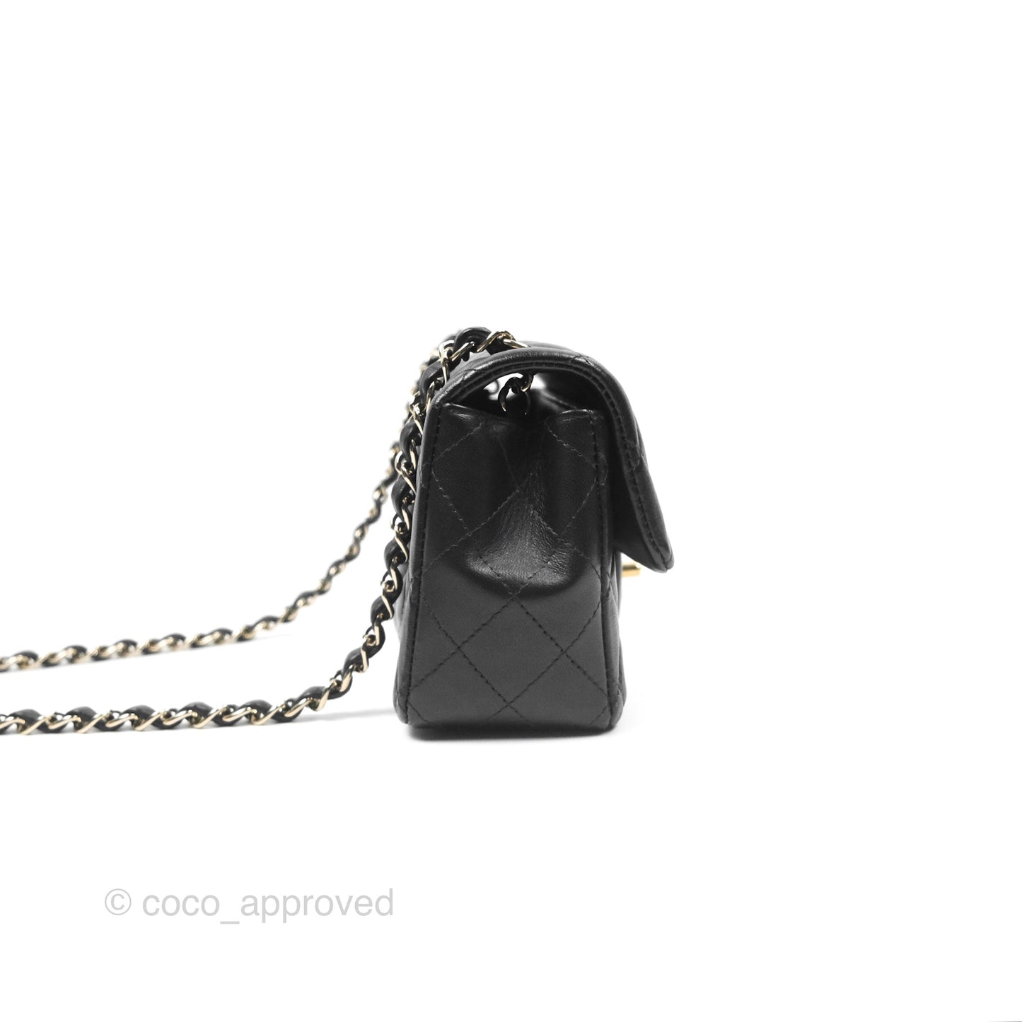 Chanel Quilted Mini Rectangular Flap Black Lambskin Gold Hardware