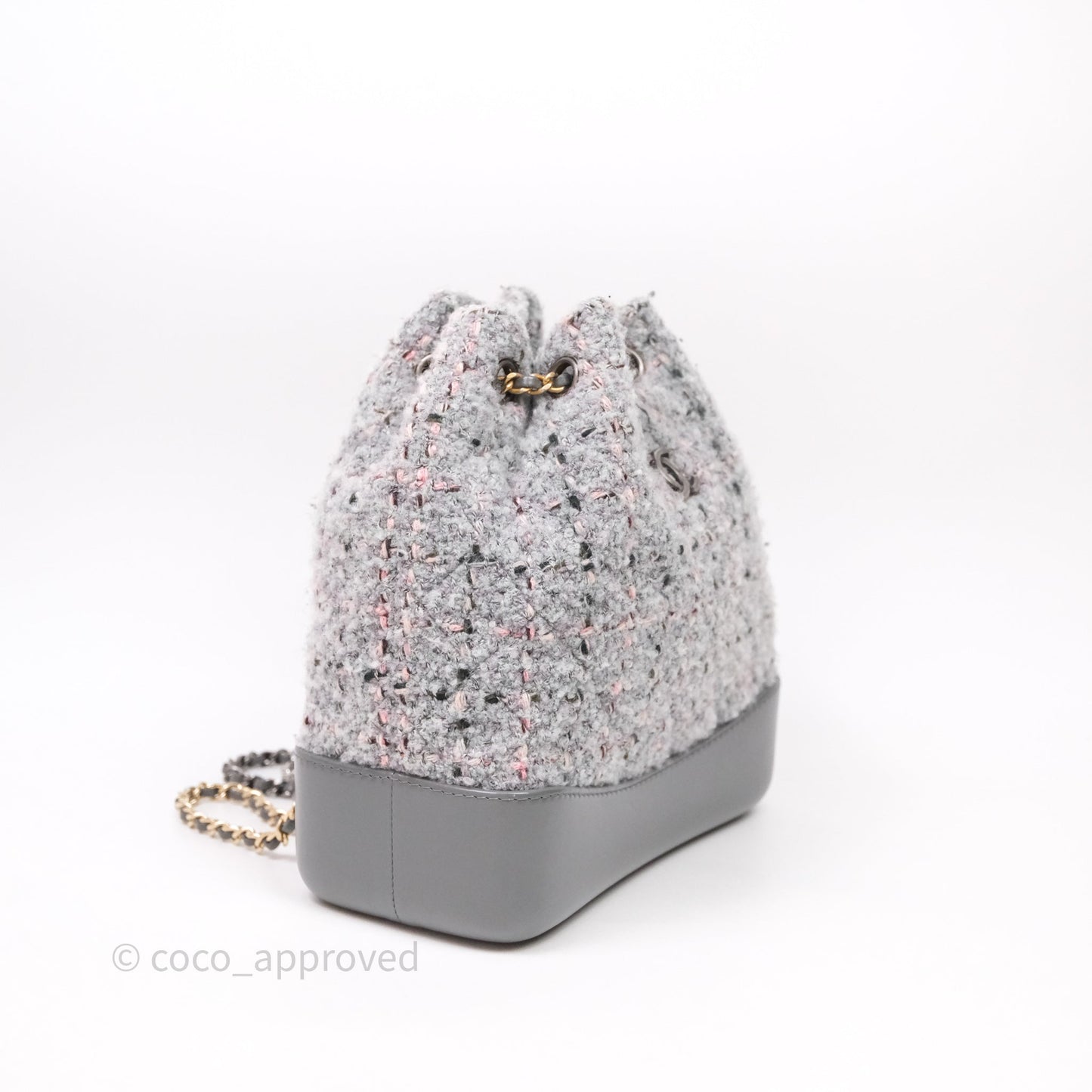 Chanel Gabrielle Small Backpack Grey Tweed Aged Calfskin