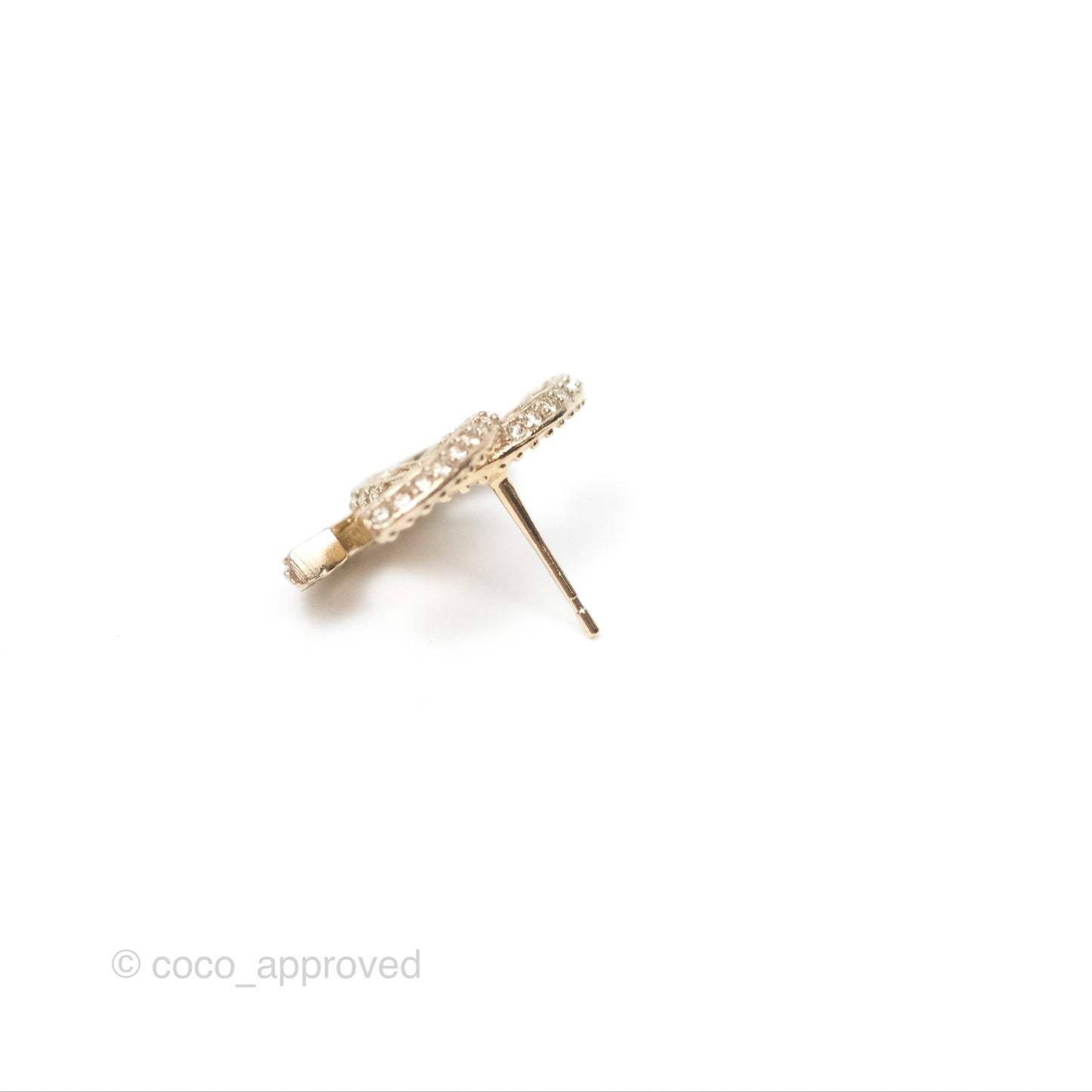 Chanel Crystal CC Earrings Gold Tone 23V