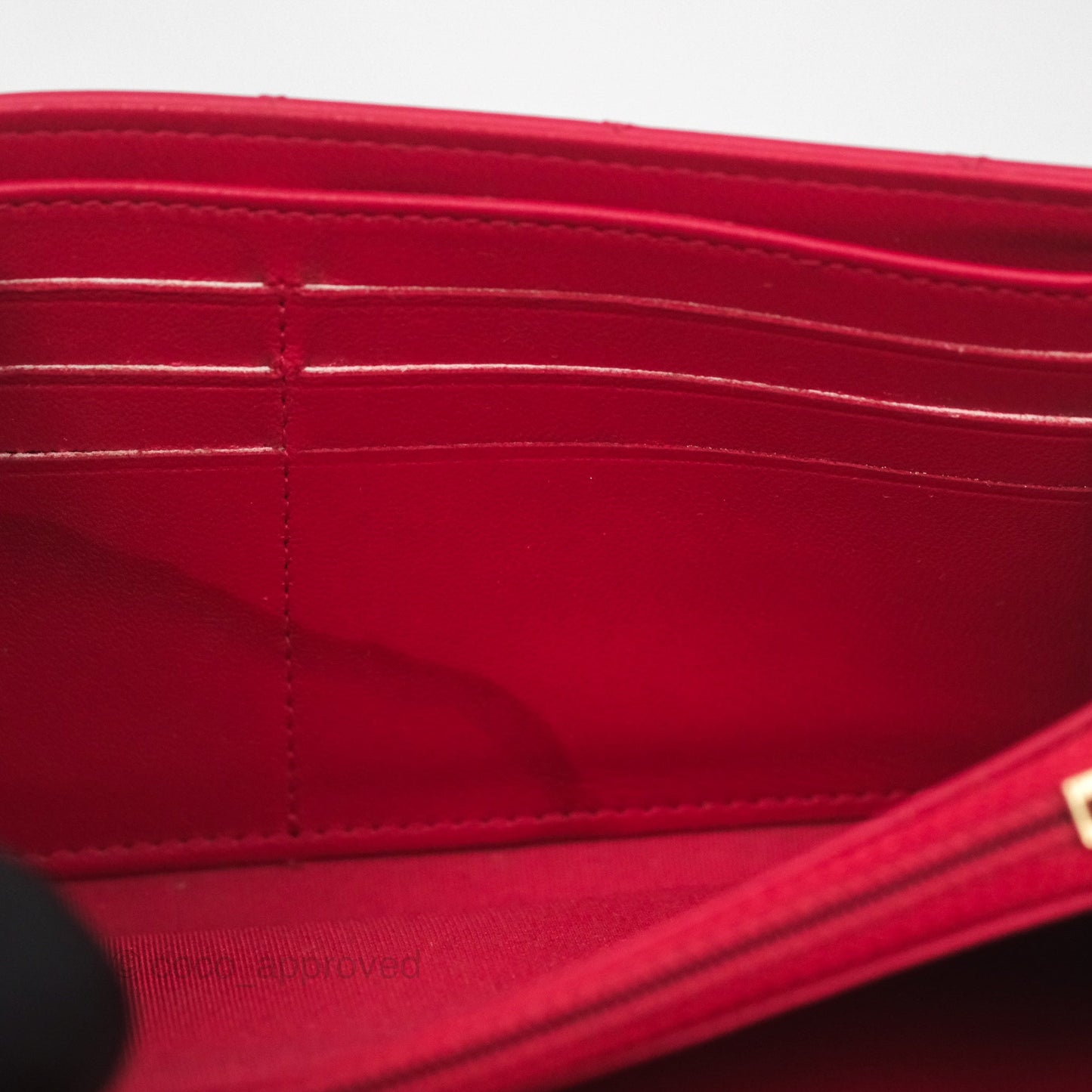 Chanel Quilted Boy Flap Long Wallet Red Lambskin Gold Hardware
