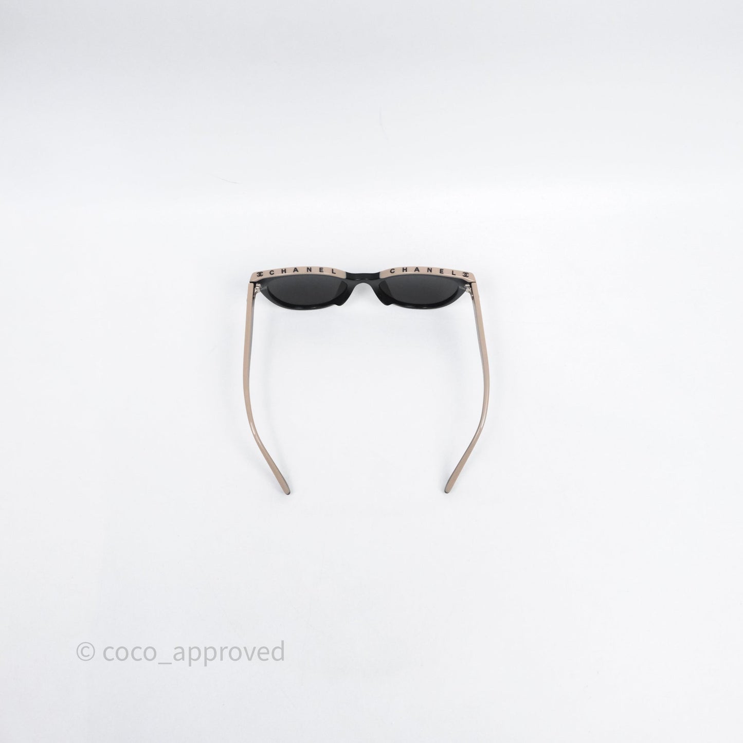 Chanel Logo Butterfly Sunglasses Black Beige Acetate