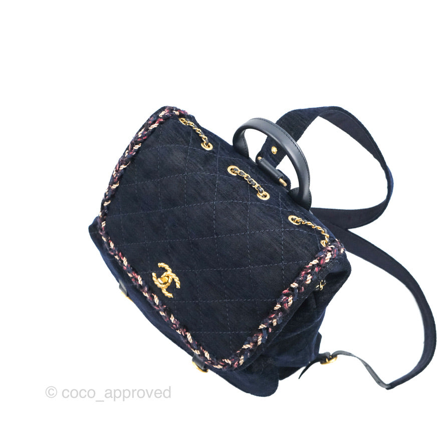 Chanel Parisian Stroll Backpack Wool Velvet Navy