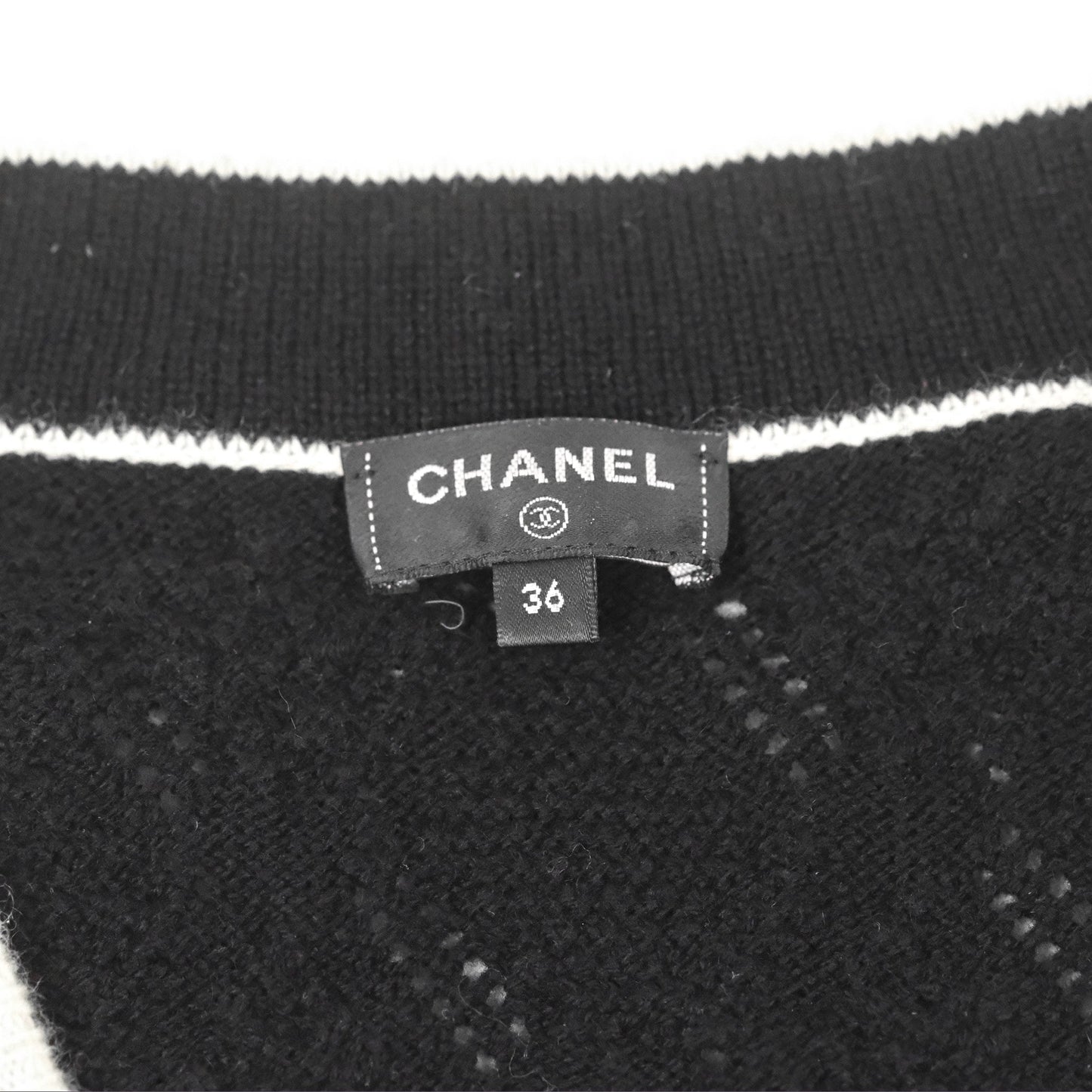 Chanel Black & White Cashmere Cardigan 22C
