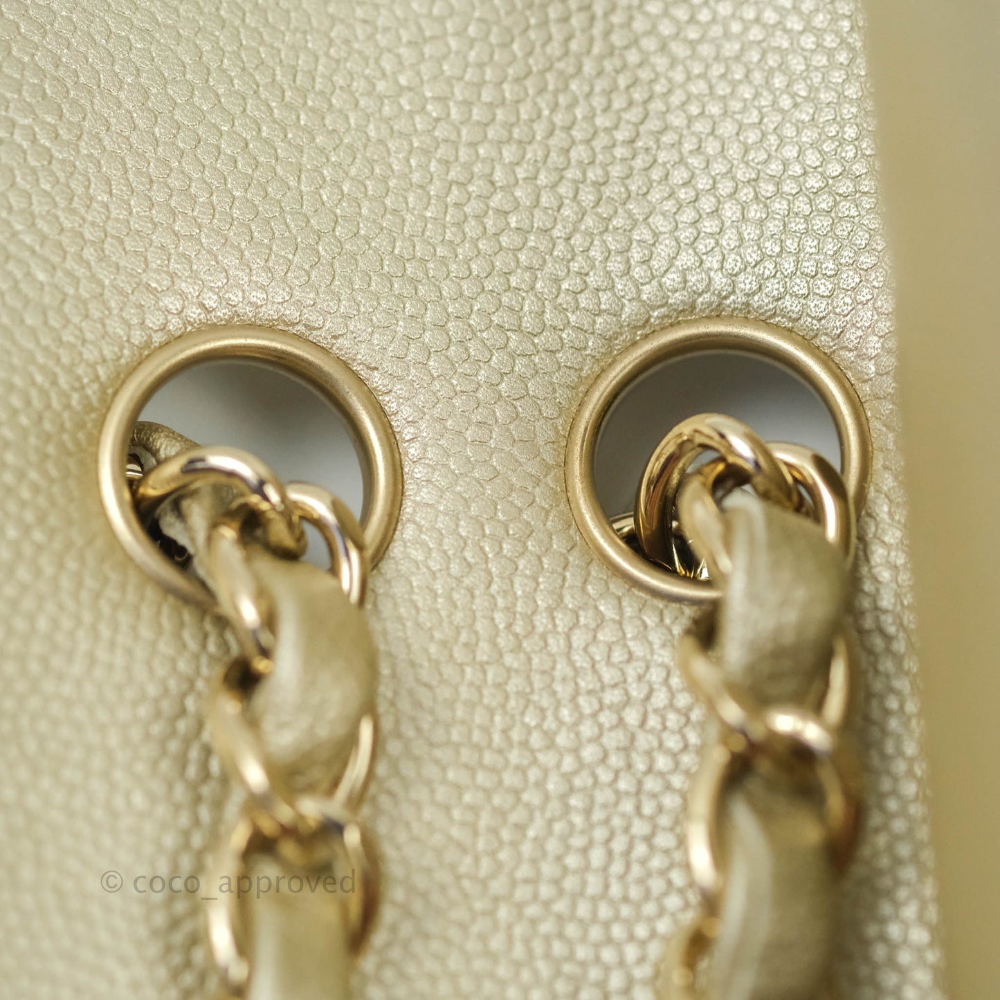 Chanel Classic M/L Medium Double Flap Bag Light Gold Caviar Gold Hardware