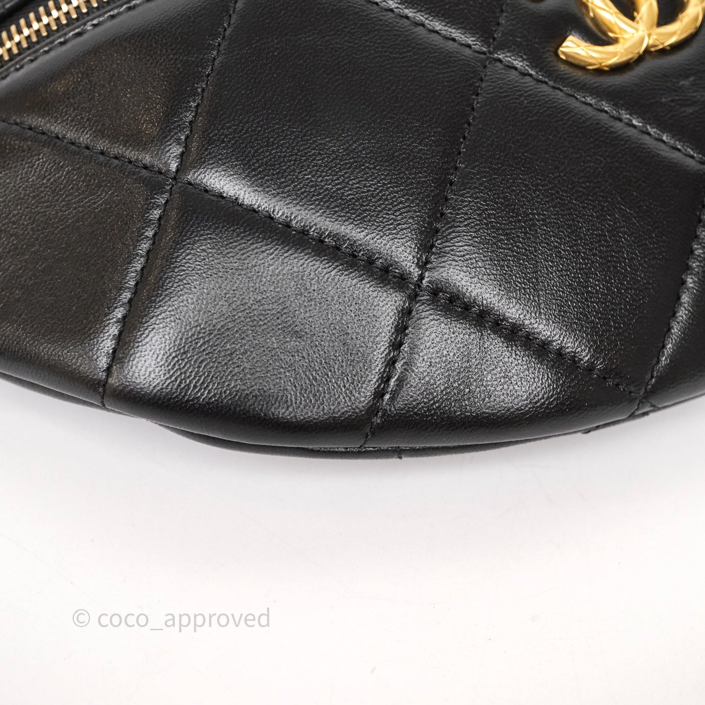 Chanel Quilted Waist Bag Lambskin Black Aged Gold Hardware