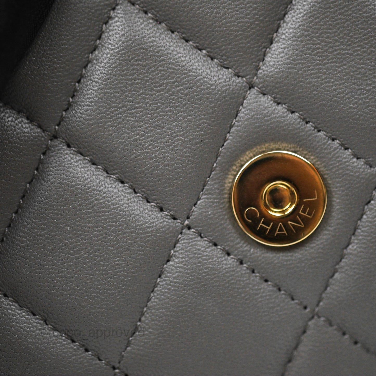 Chanel Mini Handle Clutch With Chain Grey Lambskin Gold Hardware