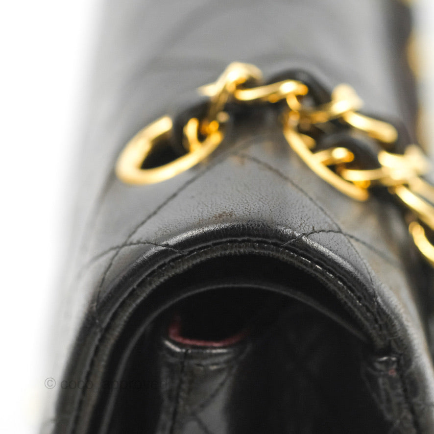Chanel Classic Vintage Medium Flap Black Lambskin 24K Gold Hardware
