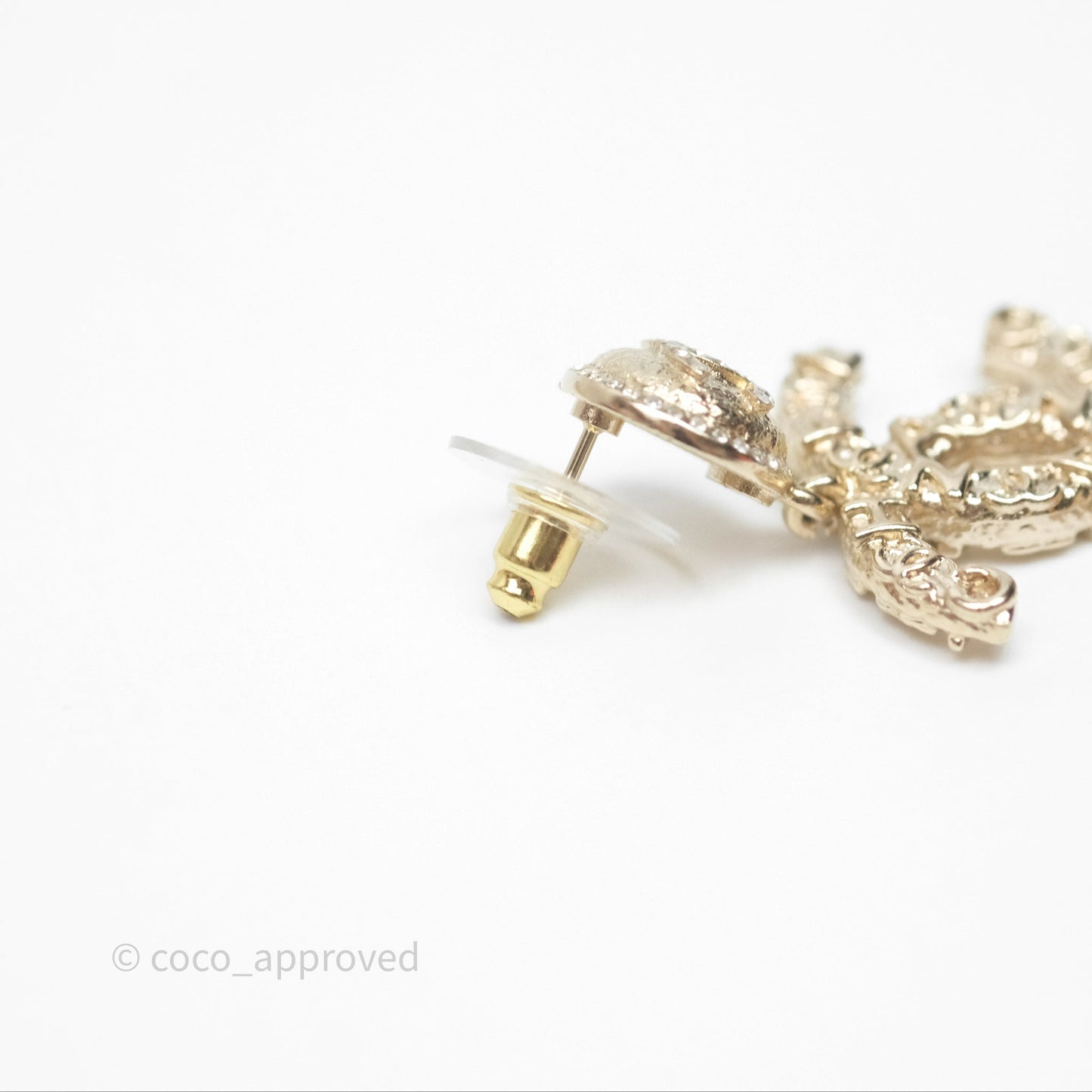 Chanel CC Crystal Drop Earrings Gold Tone 21P
