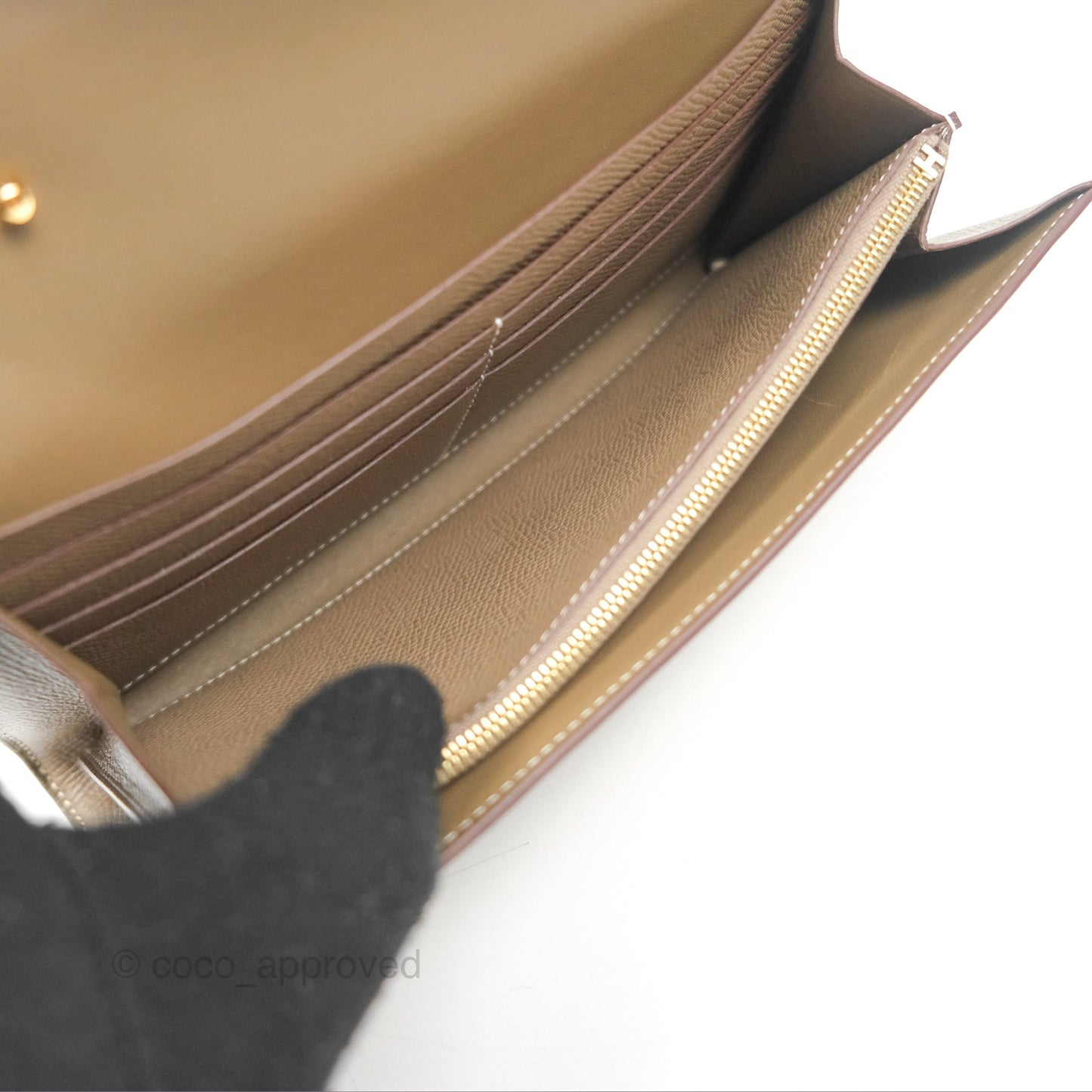 Hermès Constance To Go Wallet Etoupe Epsom Gold Hardware