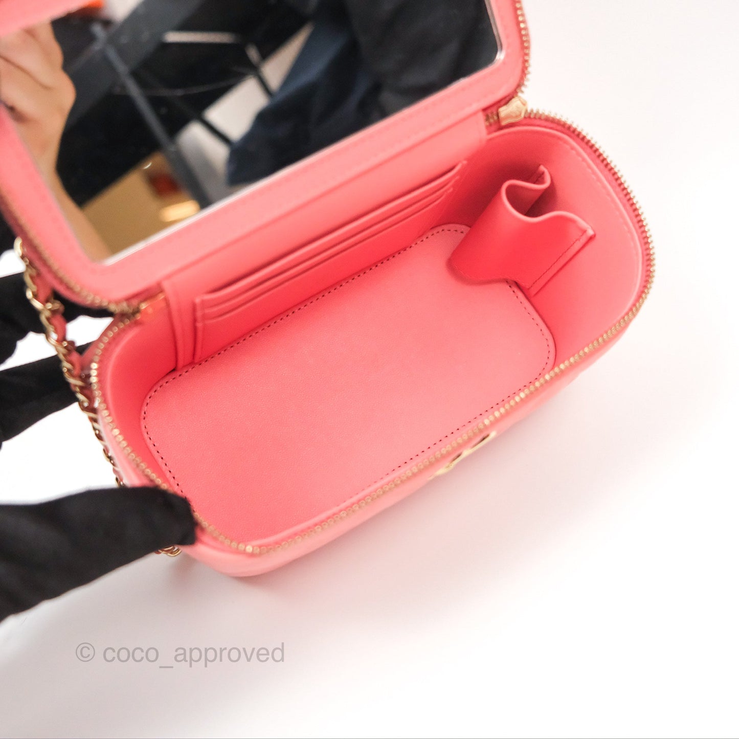 Chanel Vanity Rectangular Top Handle Pink Lambskin Gold Hardware