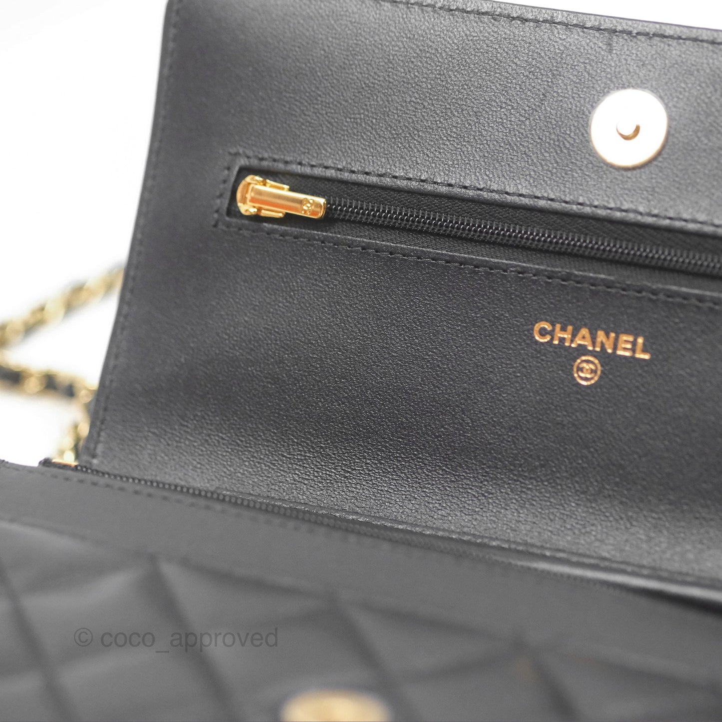 Chanel Quilted Classic Wallet on Chain WOC Black Lambskin Gold Hardware