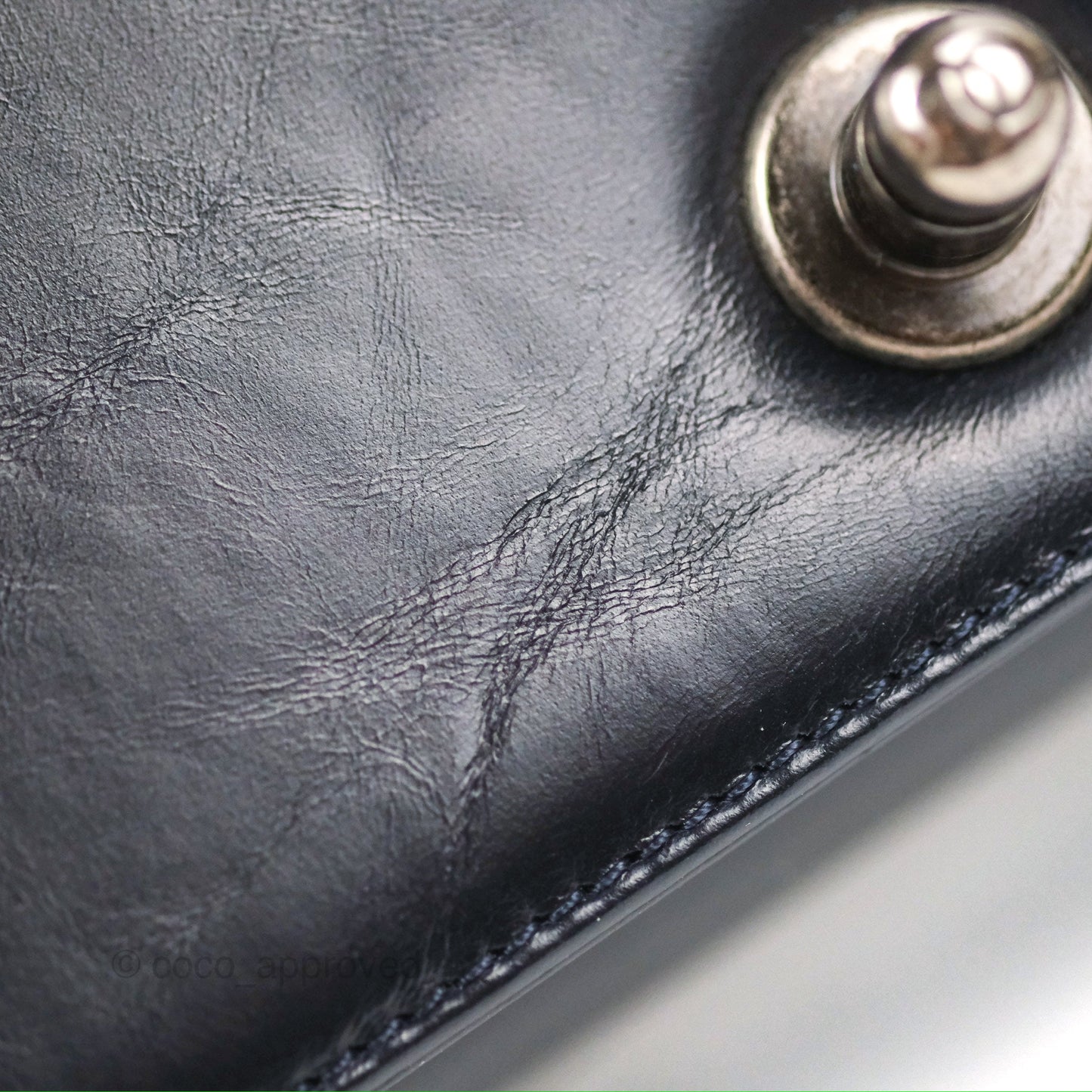 Chanel Small Chain Around Boy Dark Navy Glazed Calfskin Ruthenium Hardware