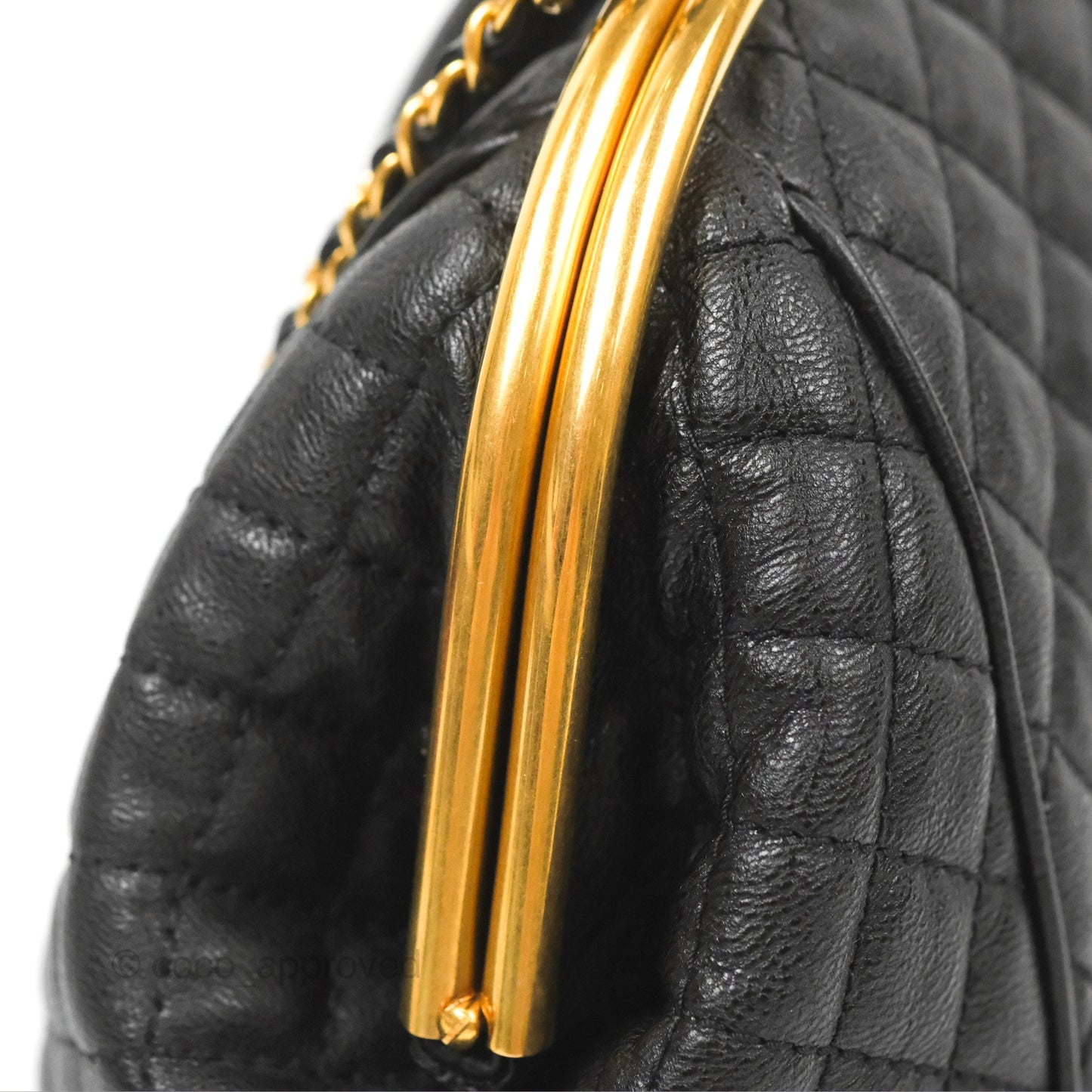 Chanel Paris Rome Colosseum Lock Bag Black Calfskin Antique Gold