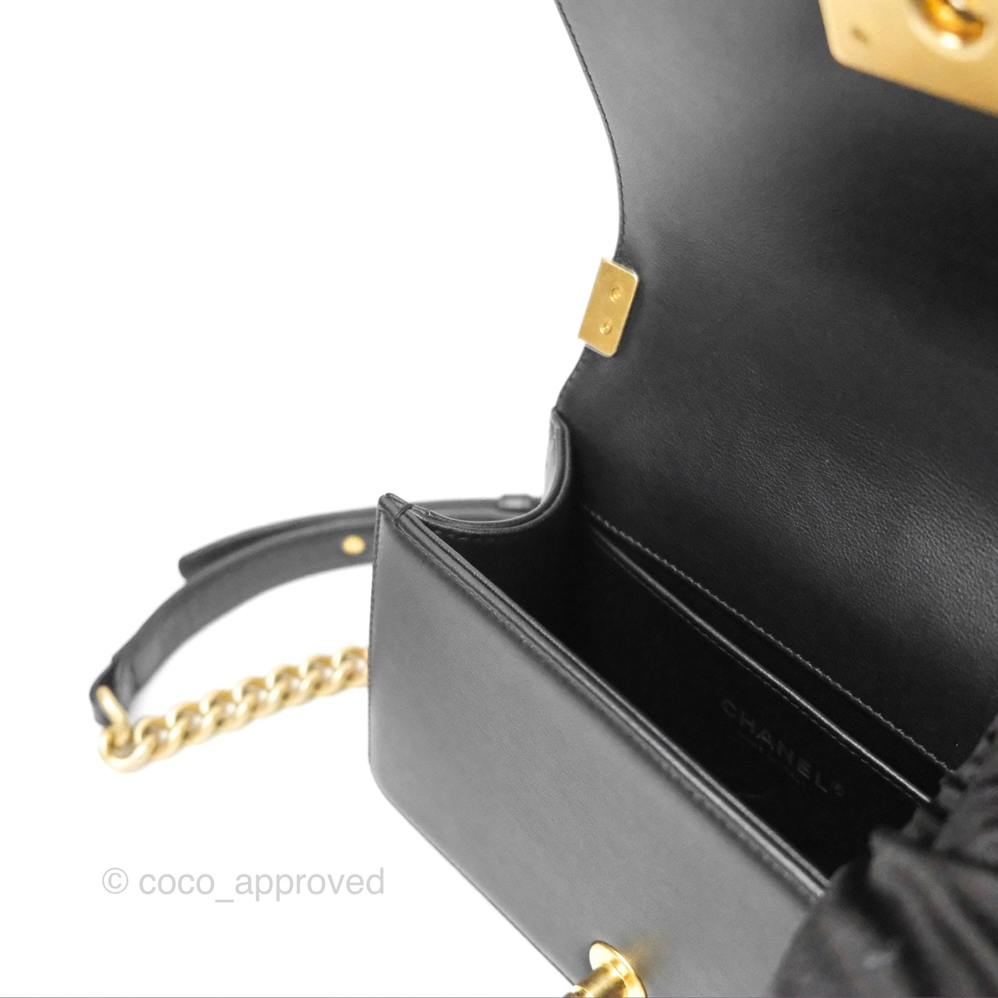 Chanel Small Boy Black Calfskin Gold Hardware
